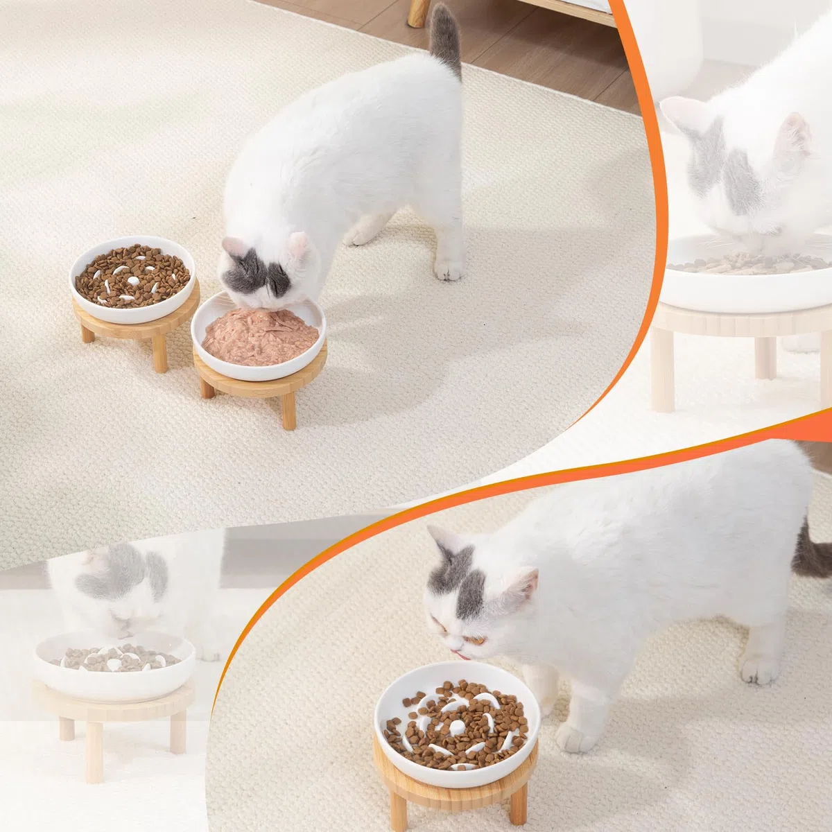 Lusifaco Anti Schling Napf Katze Erhöht, Keramik Antischlingnapf Katze, Slow Feeder Katzen Nassfutter, Antischlingnapf für Katzen (1 Anti Schling Napf)