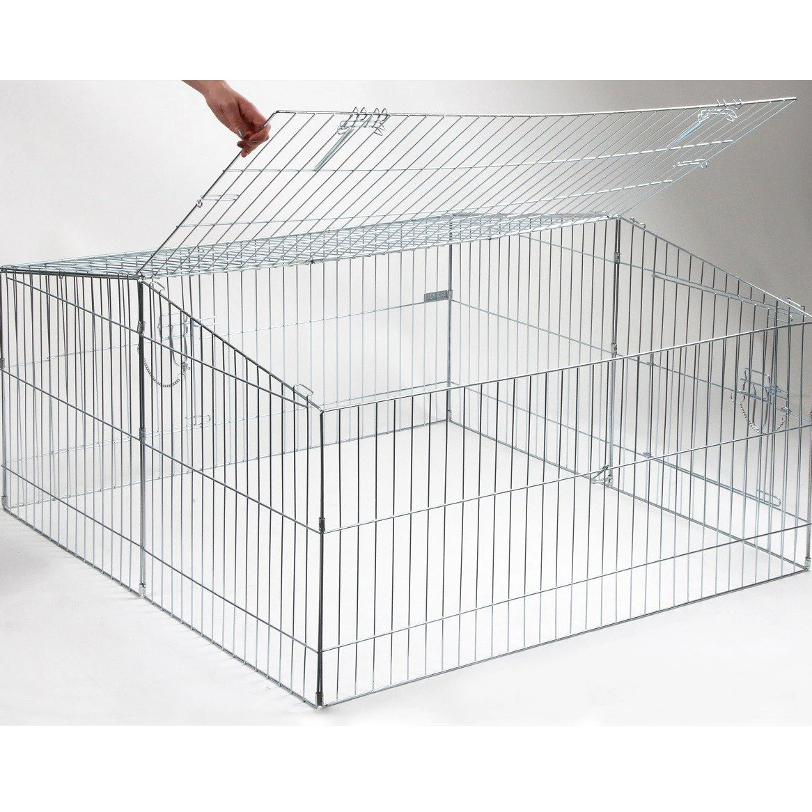 Kerbl Freilaufgehege (Gehege für große Kanninchen + Hasen, Maße 115x115 cm, Höhe 60 cm, Gitterabstand 3,5 cm, Auslauf mit Zwei Türen) 82845