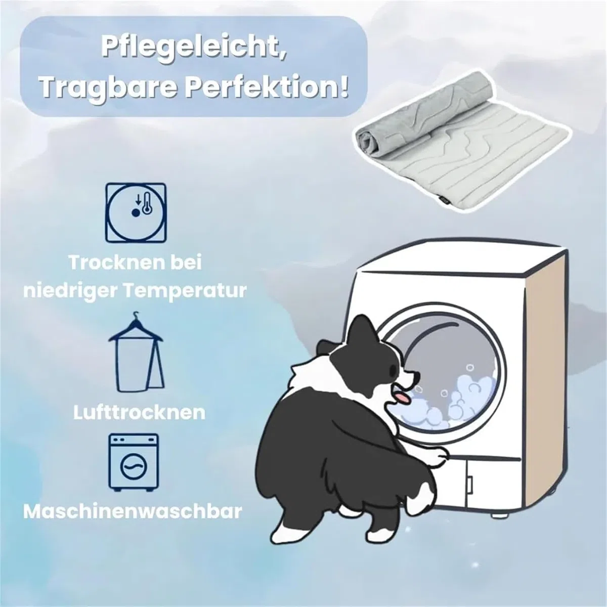Dr Pfoten Pfotenchill Innovative Kühlmatte Für Haustiere,sicher Und Bequem, Speziell Für Ihren Geliebten Hund Entwickelt (L-122 * 71cm,Grau)