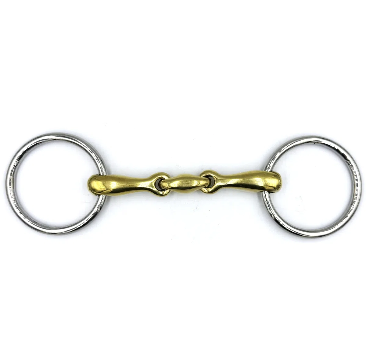 ES0275 Gebiss Wassertrense Doppelt Gebrochen aus Kupfer und Edelstahl Ringdurchmesser 60 mm Gebissstärke 14 mm (14.5 cm)