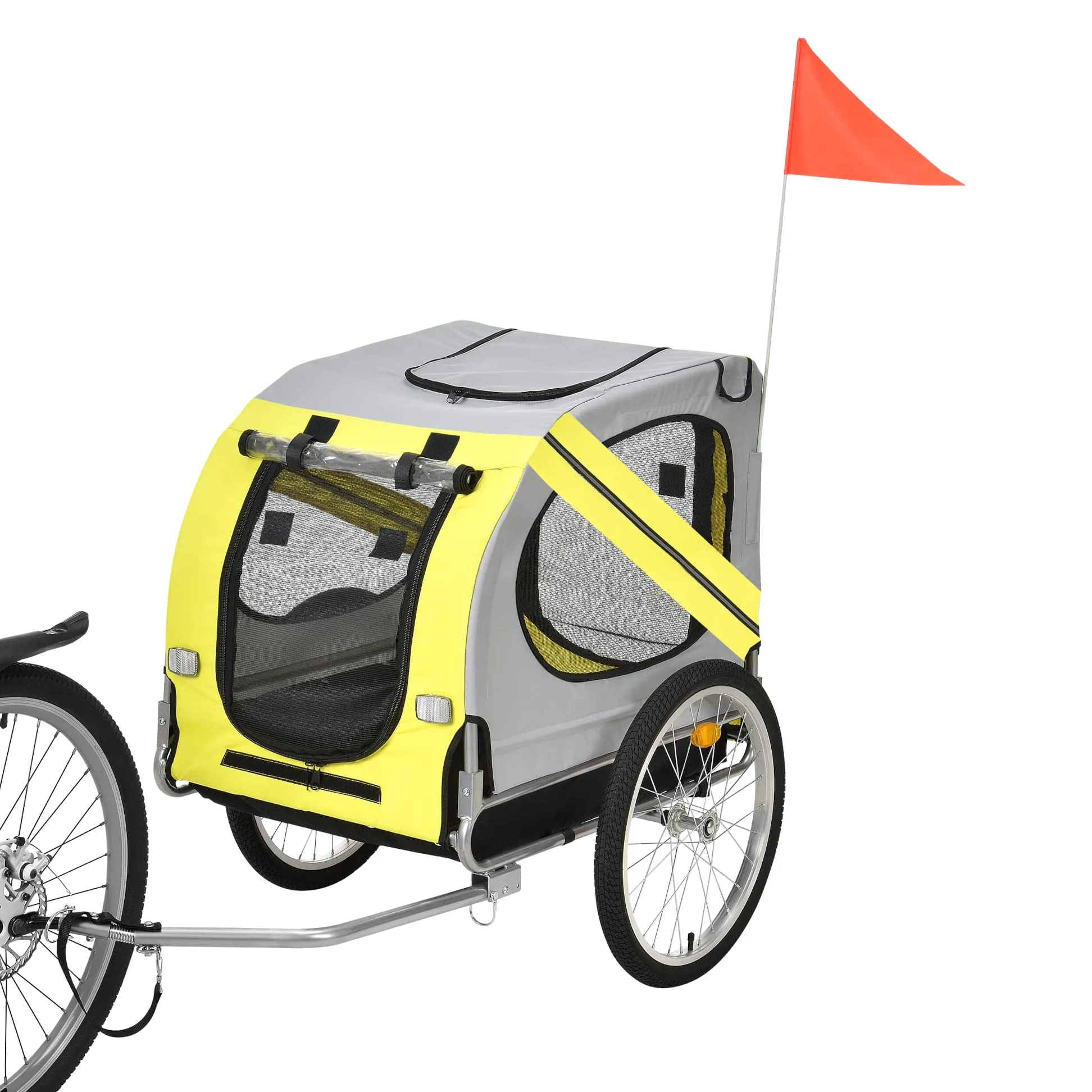 pro.tec Fahrradanhänger Hundeanhänger Hunde Transport bis zu 26 kg Anhänger Fahrrad Trailer Gelb/Blau