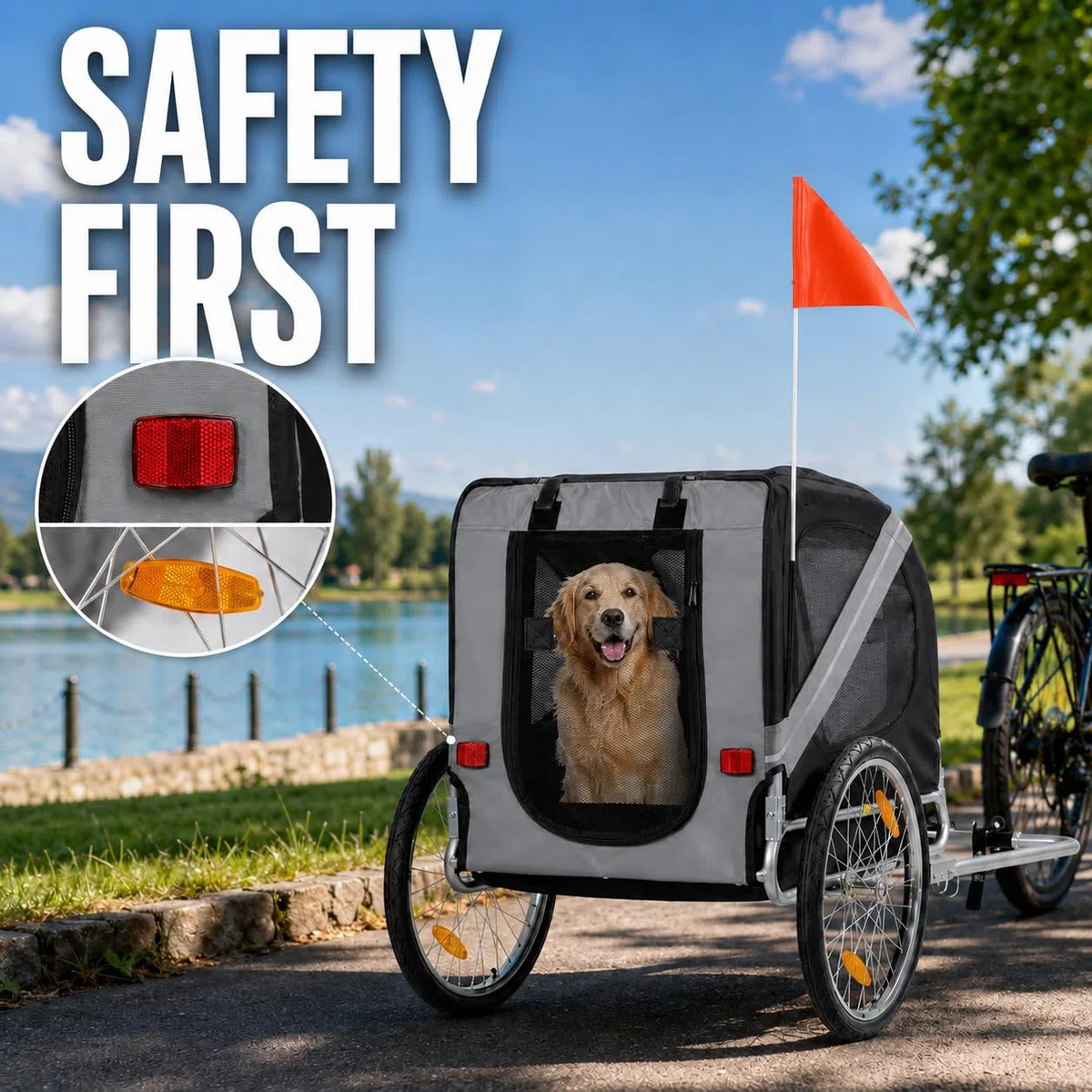 zoomundo Fahrradanhänger Hundeanhänger für Hunde-Transport Silver Frame