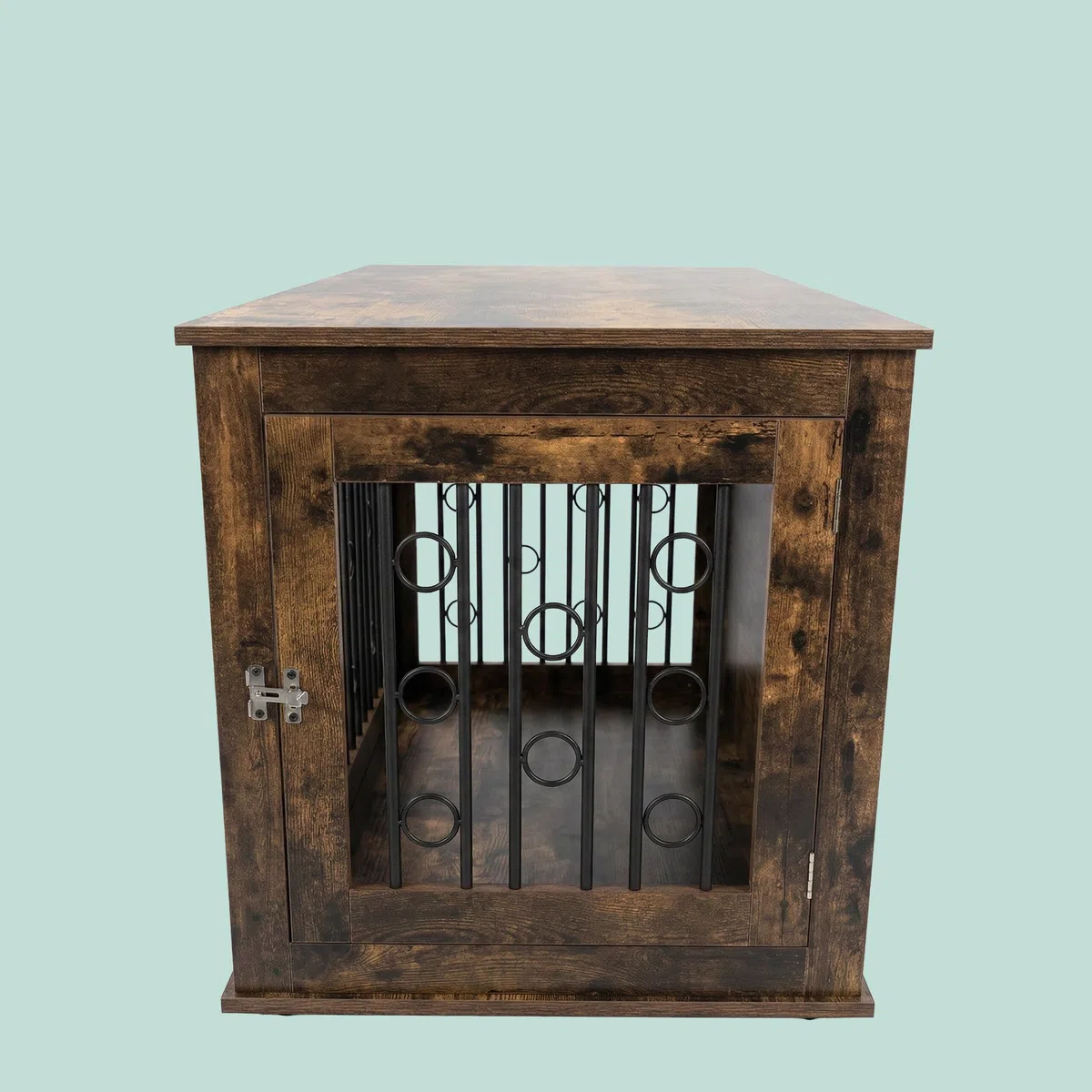 Relaxdays Hundekäfig Möbel, Hundegitterbox mit Ablage & Rollen, 2 Türen, HBT: 64x100x59 cm, Hundeschrank, braun/schwarz