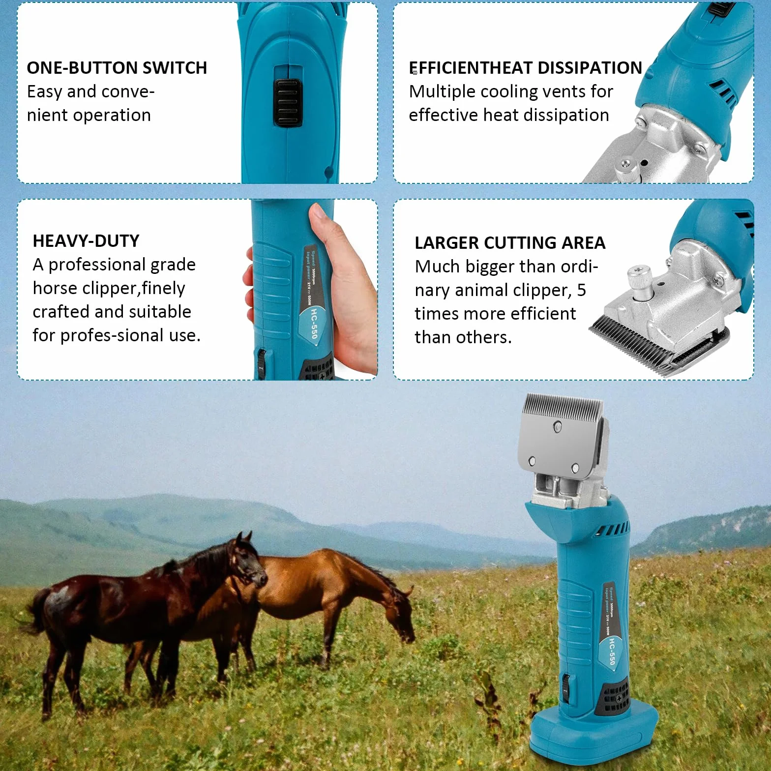 Schermaschine Pferd Schafschere kompatibel mit Makita 18V (Ohne akku), Akku Schafschermaschine, 6 Gang 35 Profi pferde schermaschine für Dickes, Zähne Haustiermaschine Kabellos Pferdeschermaschine