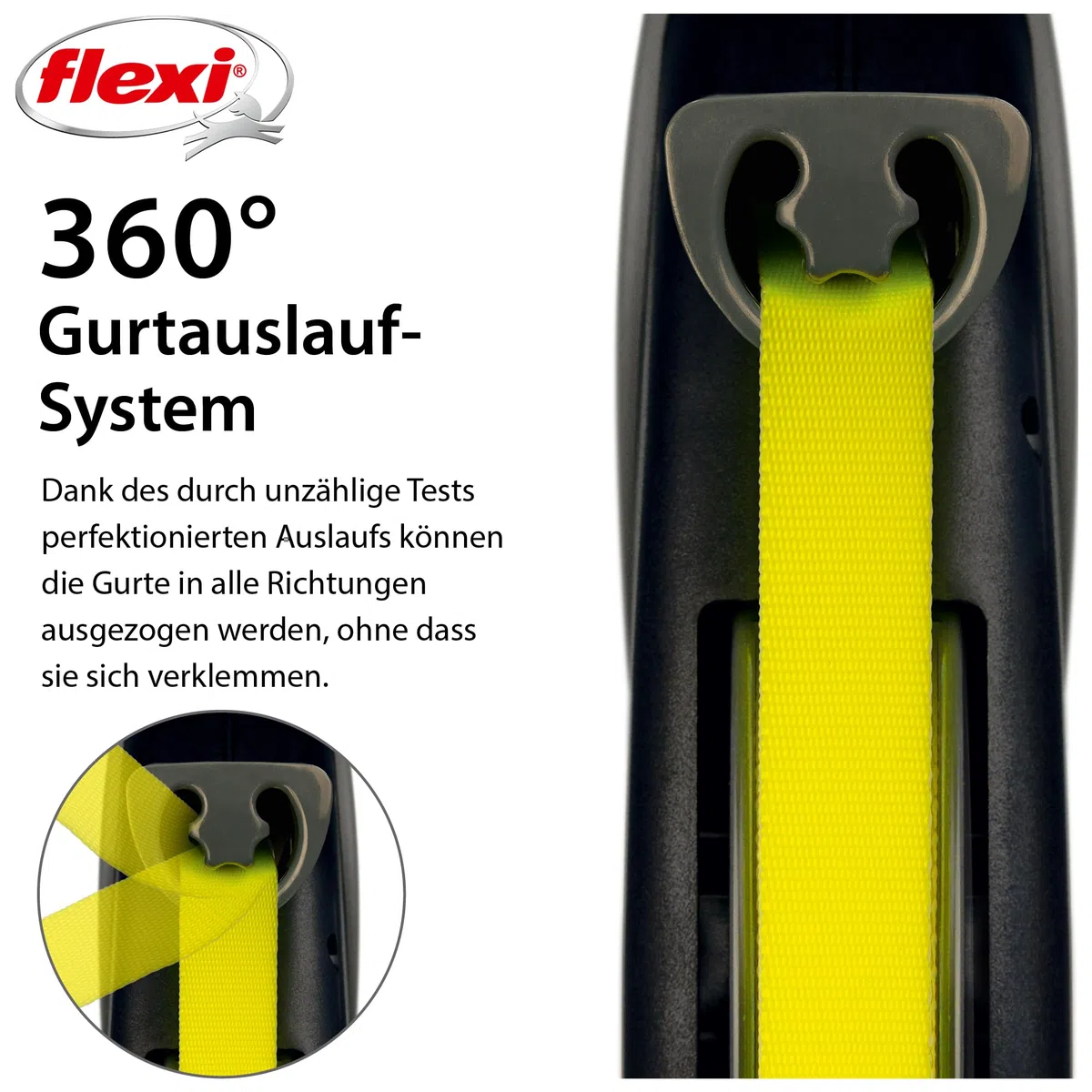 flexi® Giant Professional L | 10m Gurt Roll-Leine für Hunde bis 50 kg | schwarz/neon-gelb | ausziehbare Hundeleine | Gewicht 861.1 gr | Maße 18 x 24 cm