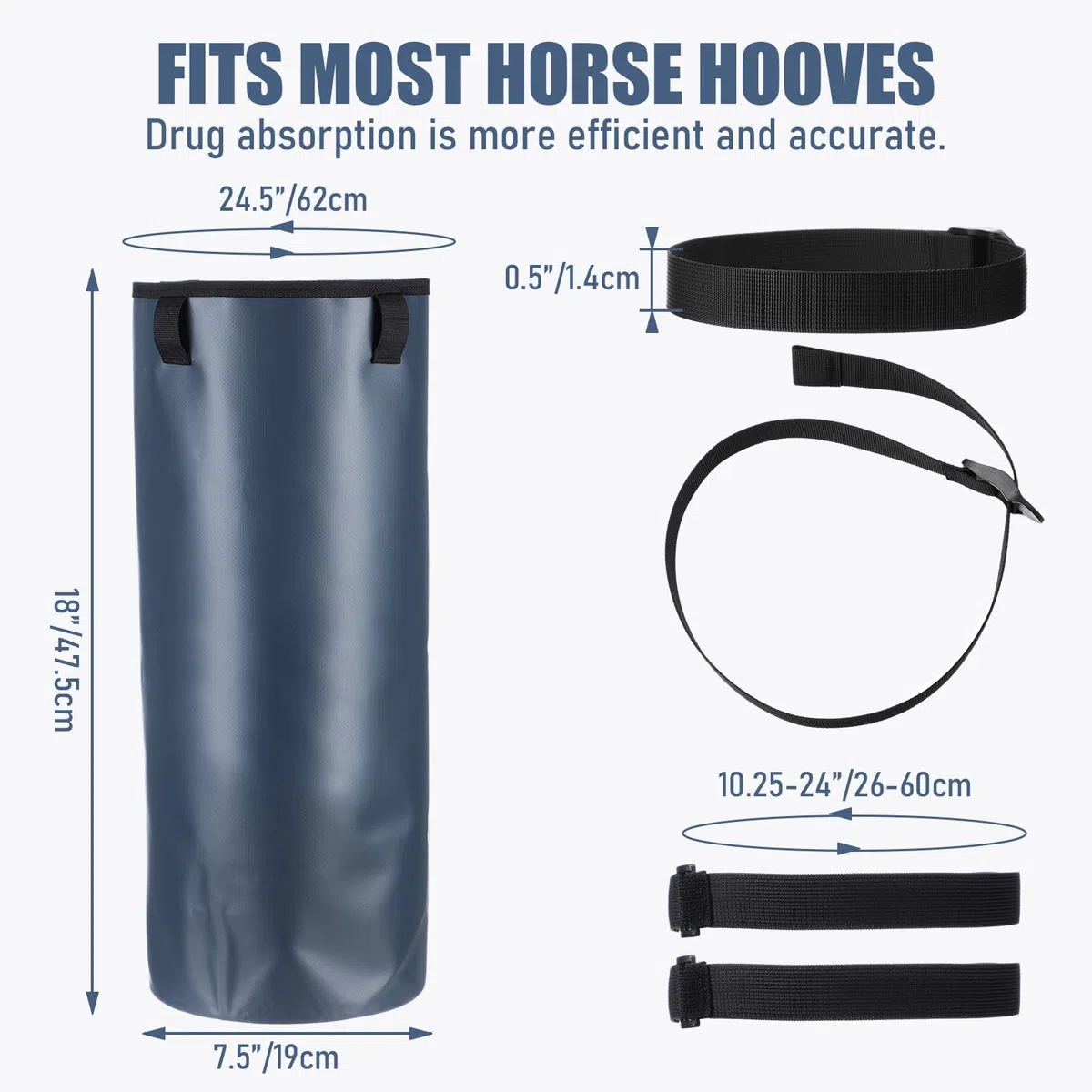 4 Pcs Easy Use Hoof Soaking Boot for Horse Soaker Bag, Hoof Care Treatment Bucket with Eva Pad and Elastic Band, 2 Pairs Horse Soaker Bag for Common Equine Hooves Ailment Problem