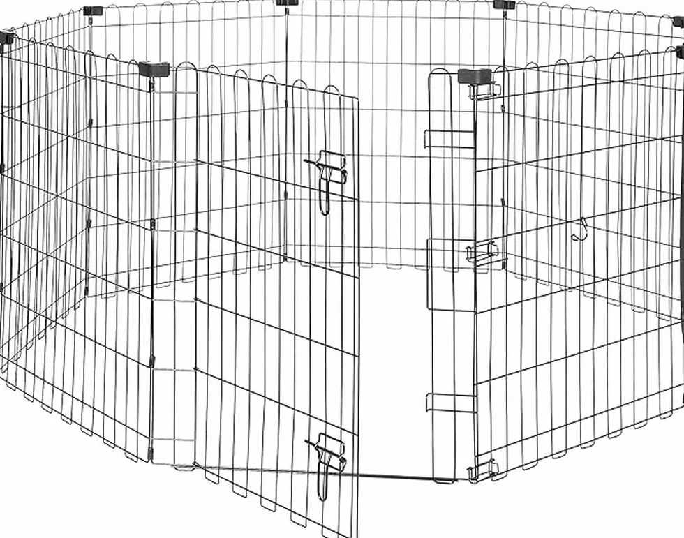 Amazon Basics Achteckig, Quadrat, Rechteck Laufgehege für Hunde und andere Haustiere, faltbar Metall mit Tür, 152.4 x 152.4 x 76.2 cm hoch, Schwarz