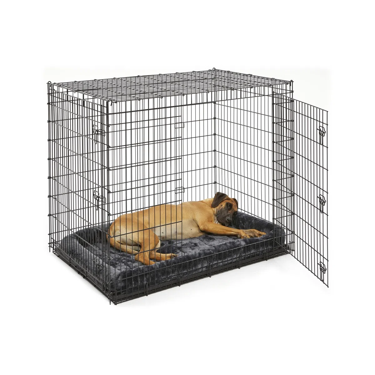 Solutions Series Hundebox für die größten Hunderassen, Doppeltür, 137 cm, Größe XXL, stabile Metallstifte, schwarz E-beschichtet