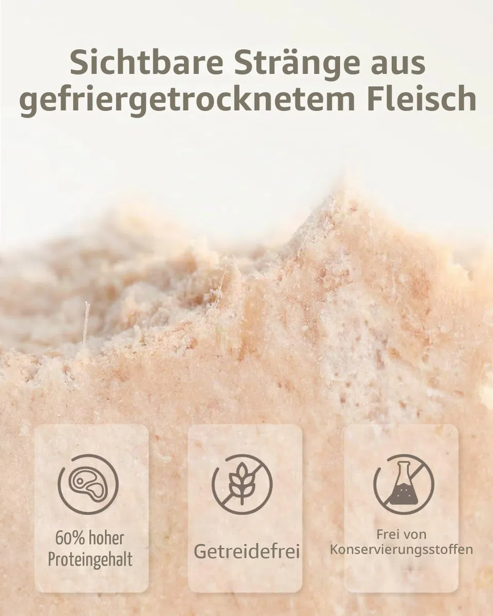 gefriergetrocknetes Katzenfutter, 97% tierischen Ursprungs, weiches trockenes rohes Katzenfutter, Katzenleckerli und Toppings (400g, Geflügel)