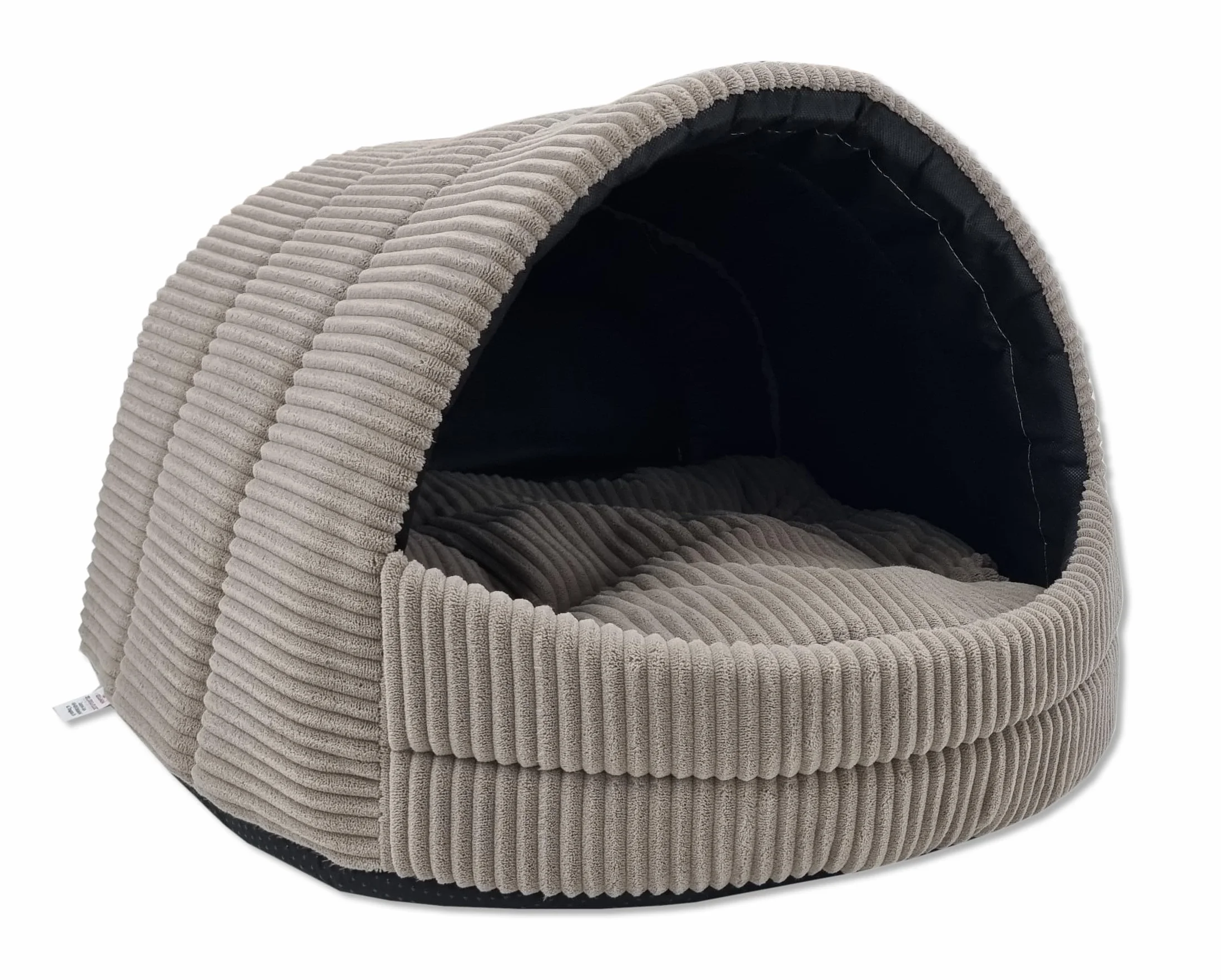 ODOLPLUSZ Hundehütte Hundehöhle Exklusives Haus Hund oder Katze | 2 Größen Komfortabel und Waschbar (Beige aus Cord, M)