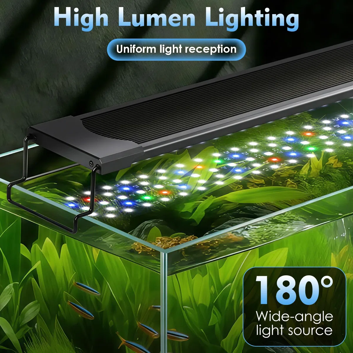 AQQA Aquarium LED Beleuchtung,36W Vollspektrum Aquarium Licht mit 24/7 Modus & DIY Modus,Einstellbarer Timer Helligkeit Aquarium Lampe,Speicherfunktion,Aquarium Pflanzenlicht für 60-80cm aquarien