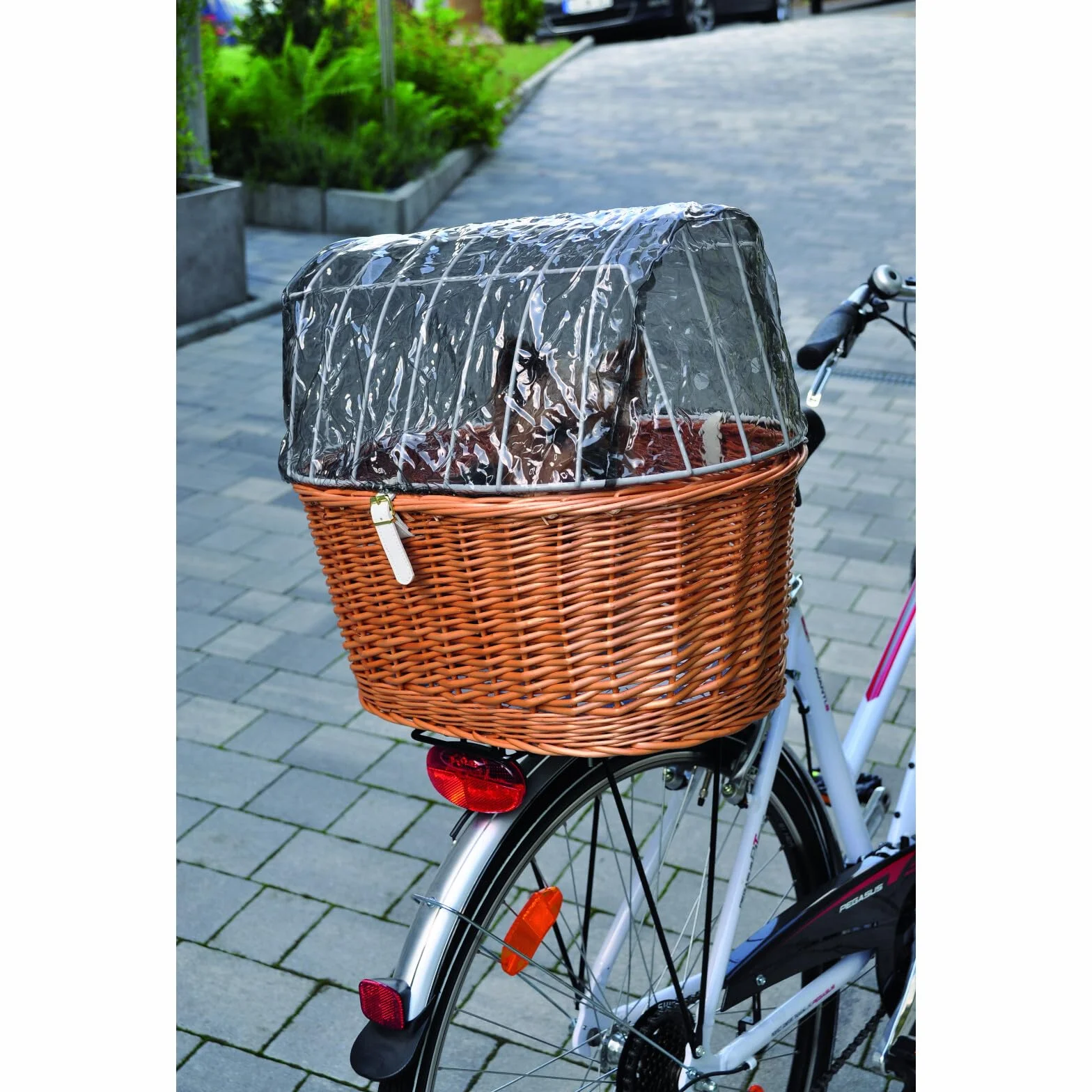 Aumüller Fahrrad-Tierkorb gesotten + Schutzhaube - Steuerkopfmontage vorne
