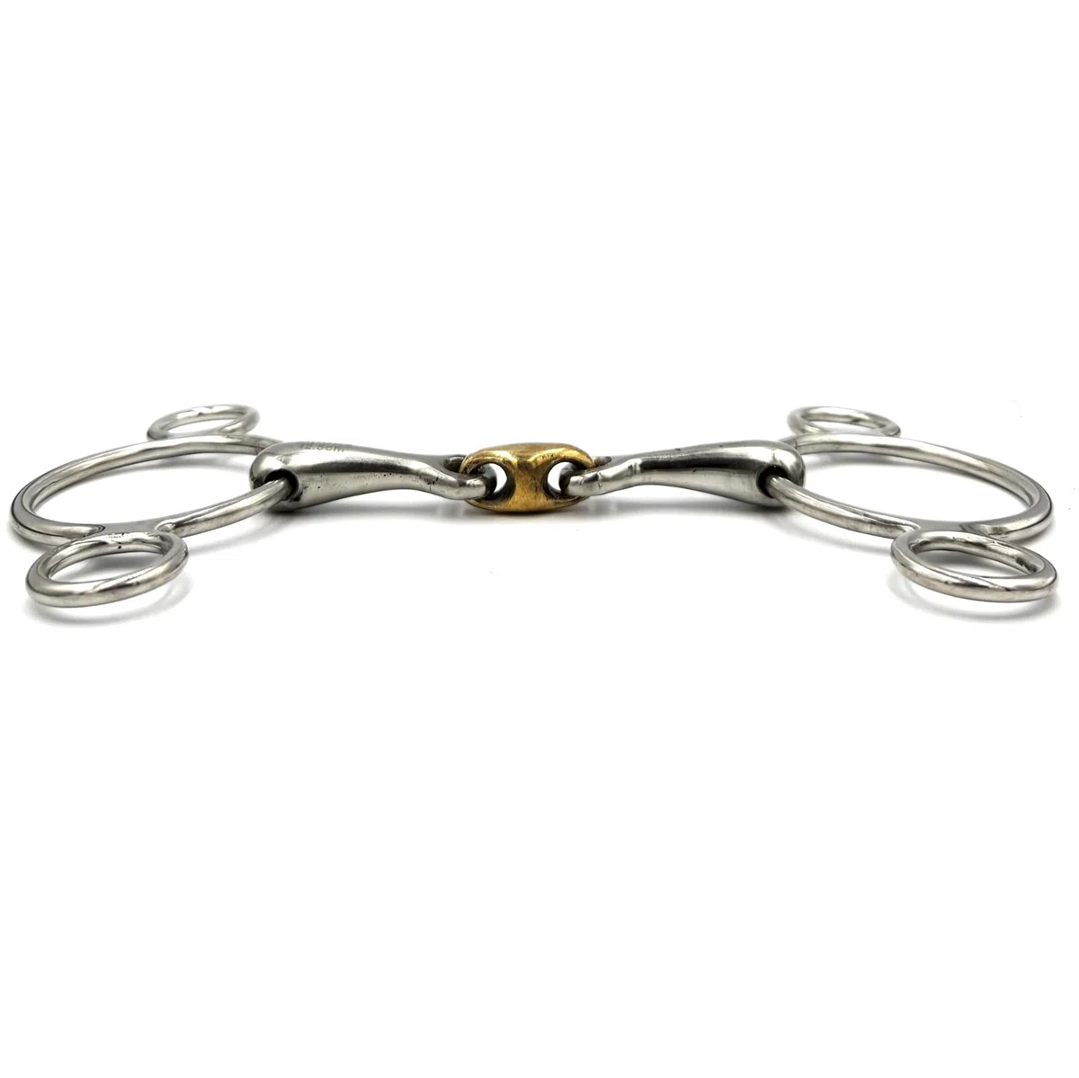 ES0259 JW Gebiss 3-Ringtrense 3-Ring Doppelt Gebrochen mit Kupfer anatomisch geformtes maulfreundliches aus Edelstahl Gebissstärke 16 mm (14.5 cm)
