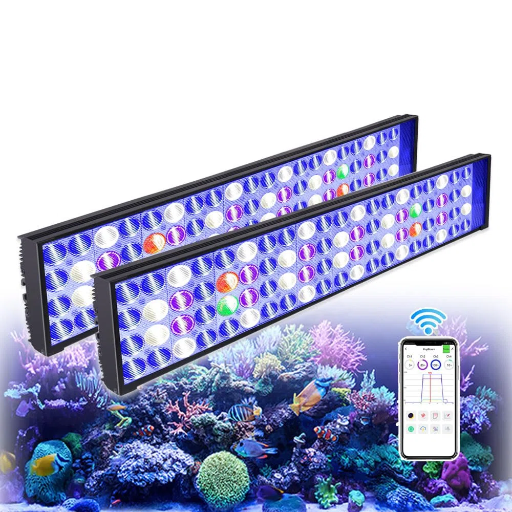 PopBloom Hertz54 intelligente App-Steuerung LED-Aquarienbeleuchtung led meerwasser Aquarium Beleuchtung Licht Meerwasser aquarium lampe für 120cm 4ft 48inch (120W, für 110-150cm)