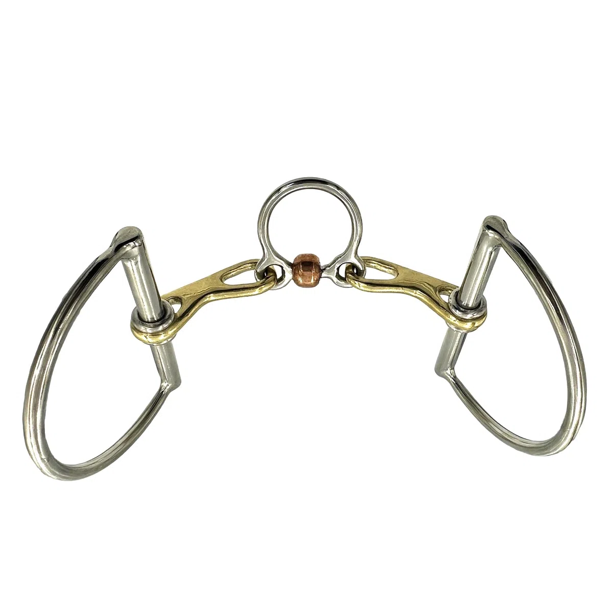 ES0169 JW Gebiss D-Ring D-Trense spezielles Port Trainer Bit mit Kupferrolle aus Edelstahl Gebissstärke 14 mm (13.5 cm)