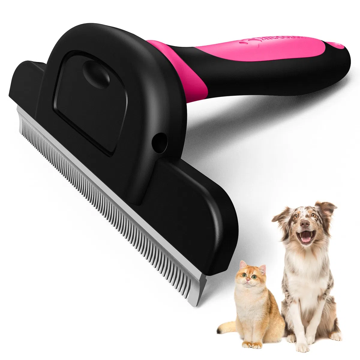 MIU COLOR Fellpflegebürste für lange Haare, Enthaarungswerkzeug für mittelgroße und große Hunde und Katzen, reduziert effektiv Haarausfall um bis zu 95 % für Tierhaare, Rosa