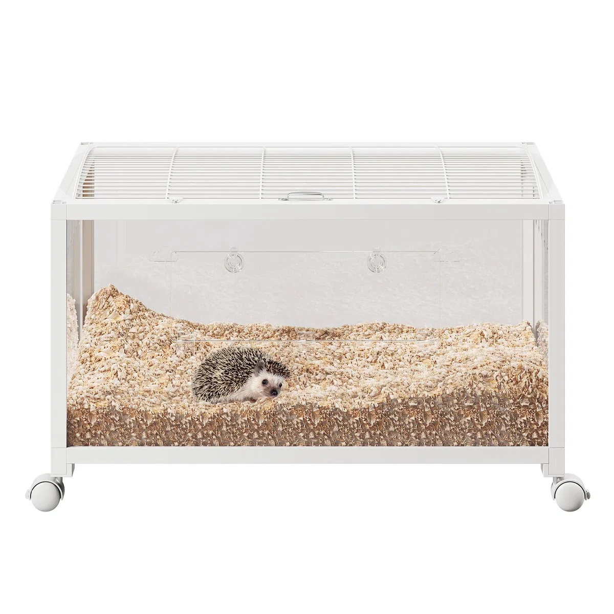 Käfig für Hamster, 96 x 47 x 50 cm, Meerschweinchenkäfig aus Metall mit Eingangstür, 96 x 47 x 50 cm, transparenter Nagetier-Habitat, 360° Panoramablick, für Hamster, Syrischer Zwerg