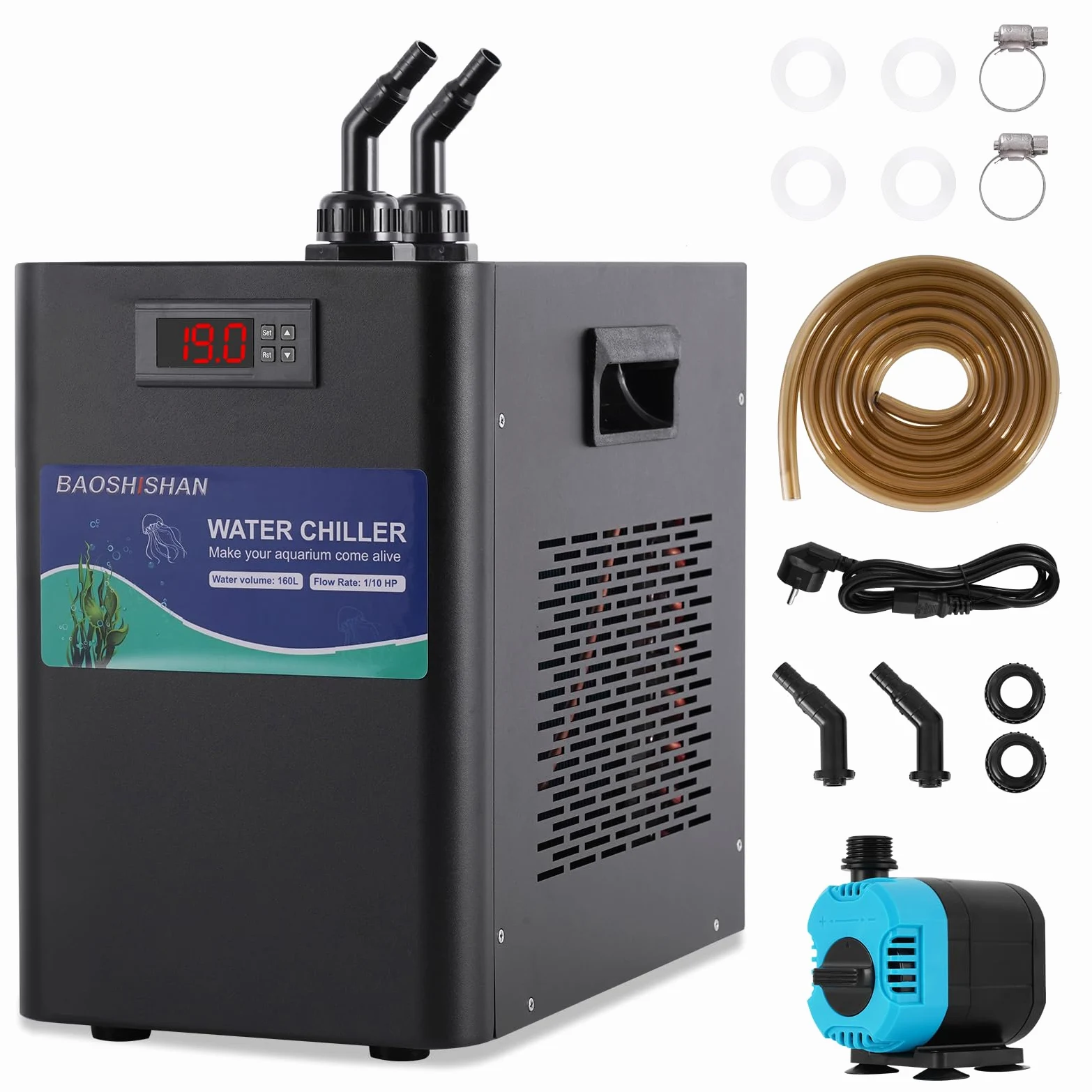 BAOSHISHAN 160L Aquarium Wasserkühler Aquarium Chiller Wasserkühlung Heizung Maschine für Quallen-Wasserpflanzen Korallenkristall Garnelen Süß- / Salzwasser-Wasserpflanzen 220V