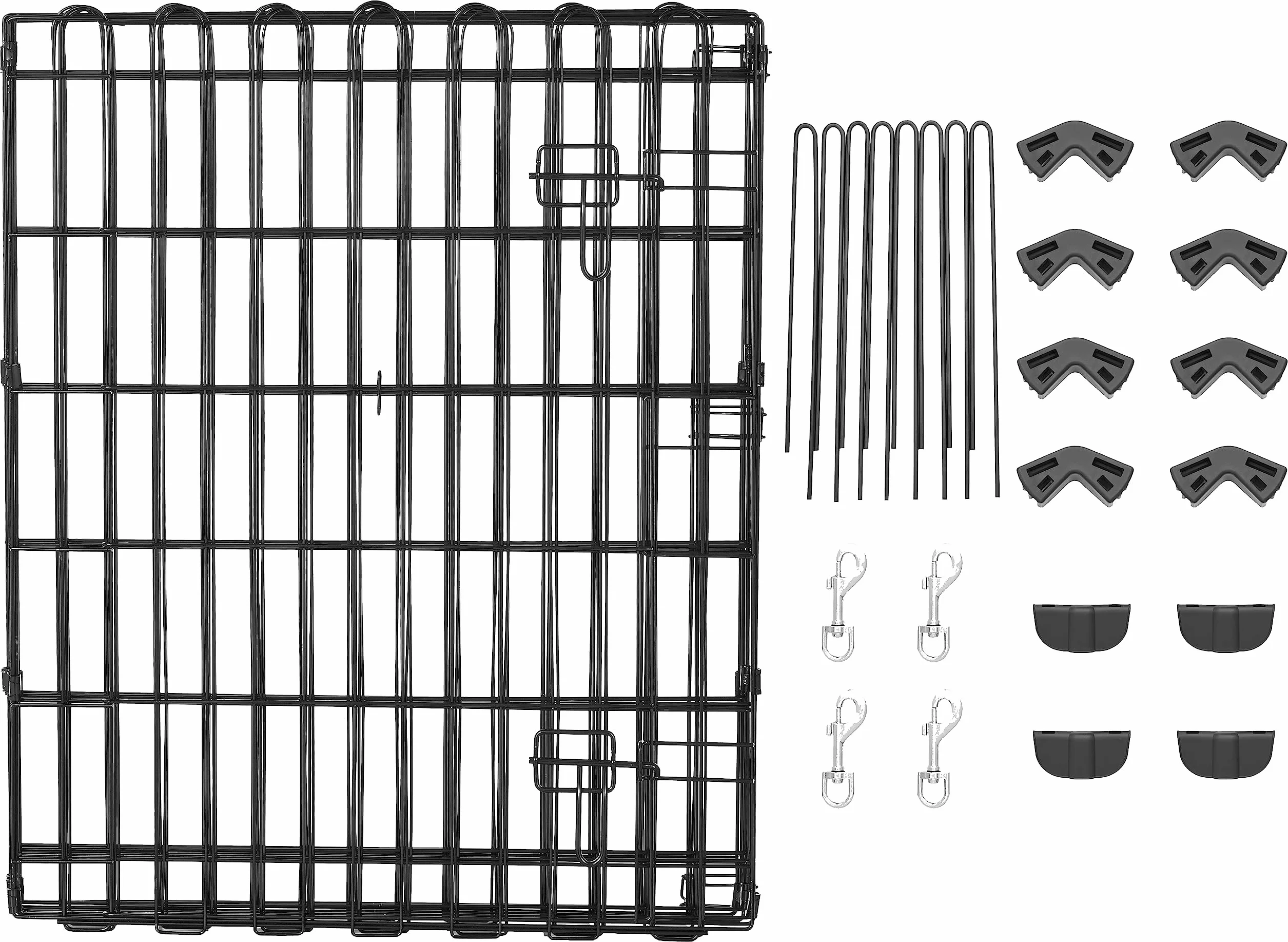 Amazon Basics Achteckig, Quadrat, Rechteck Laufgehege für Hunde und andere Haustiere, faltbar Metall mit Tür, 152.4 x 152.4 x 76.2 cm hoch, Schwarz