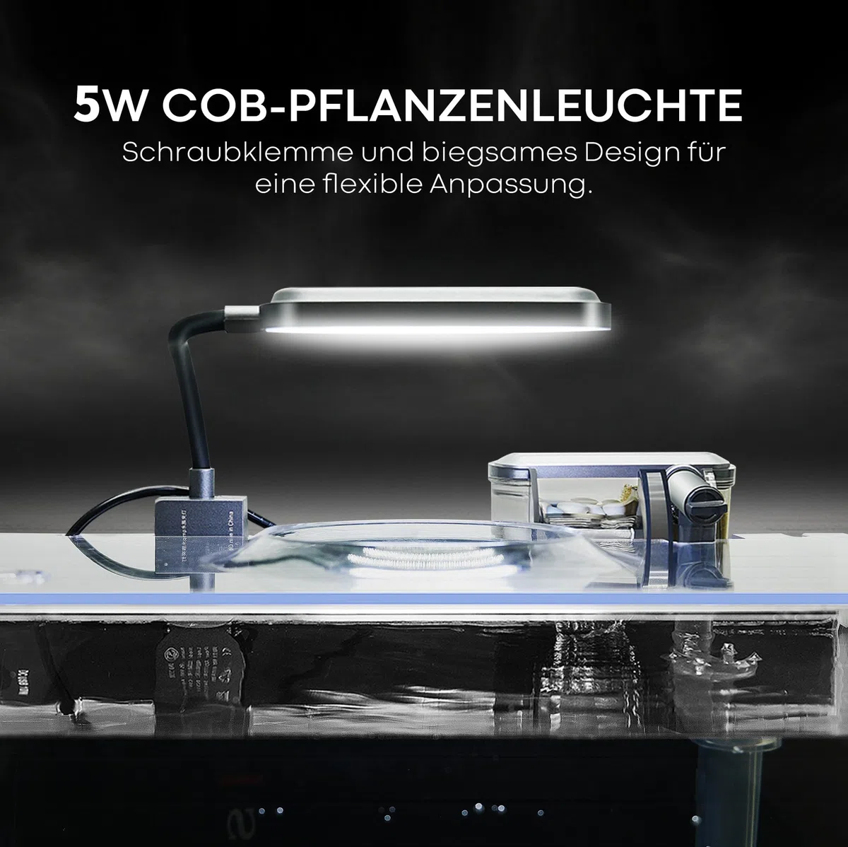 Aquarium Desktop-Set 10L Kleines Fischbecken 30x15x22, Ultra-Klares Glas mit Selbstreinigungsfilter, Helles Licht, Heizung, Steine,Kies, Reinigungswerkzeug, Randloses Fischglas für Anfänger Starterkit
