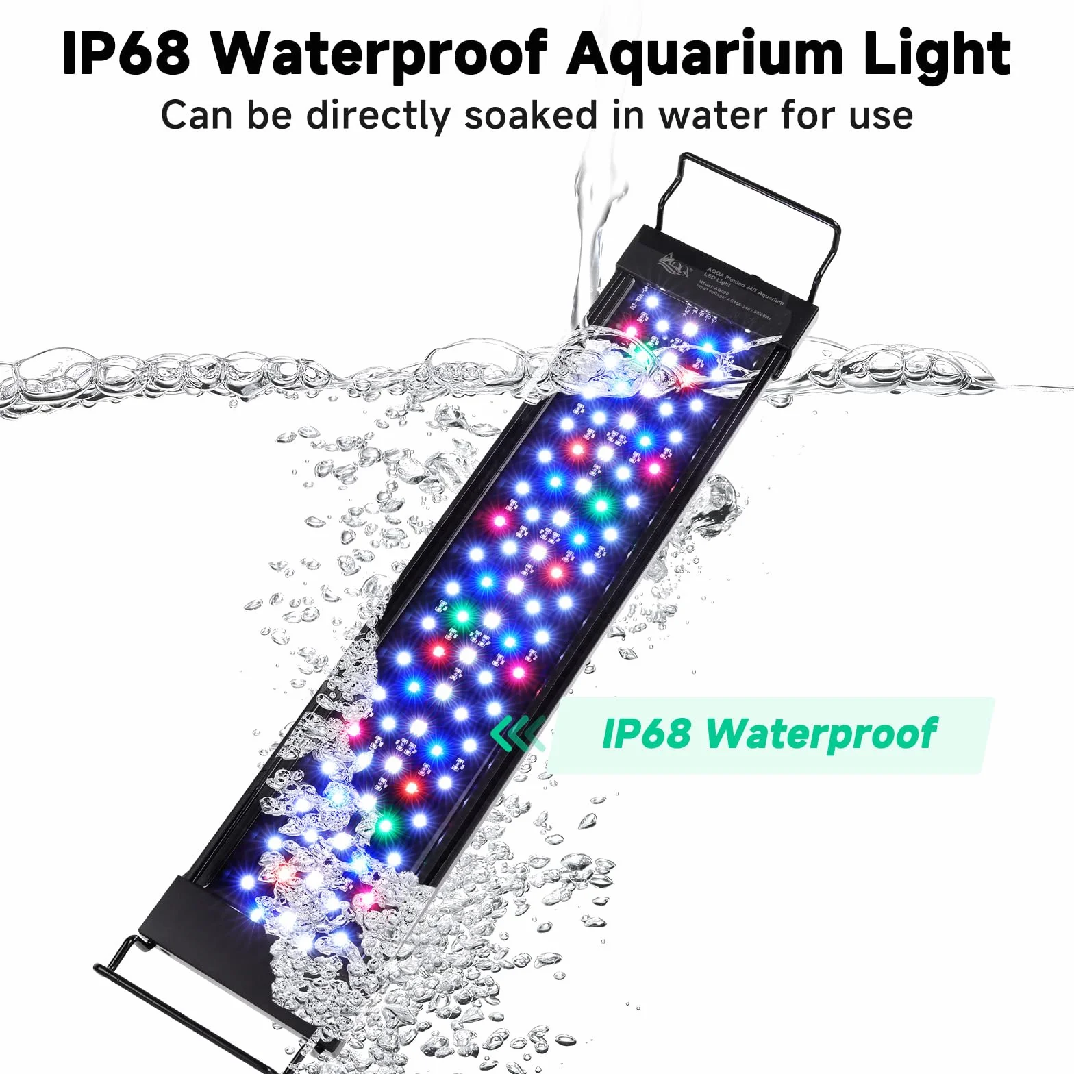 AQQA Aquarium LED Beleuchtung, 24W Vollspektrum 24/7 Modus, Einstellbare Timer Helligkeit, Aquarium Pflanzenlicht mit ausziehbarer Halterung, für 60-80cm Fischtank