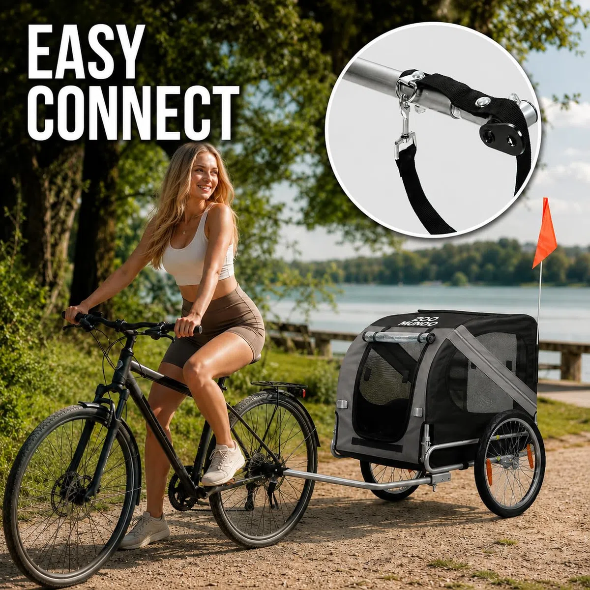 zoomundo Fahrradanhänger Hundeanhänger für Hunde-Transport Silver Frame