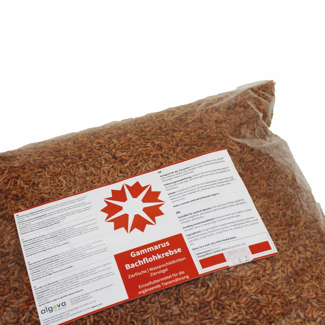 Gammarus Bachflohkrebse getrocknet Natur-Futter für Goldfische, Teichfische, Koi, Schildkröten, Reptilien, Vögel und Hühner Hoher Carotinoid & Protein-Gehalt (3000g)