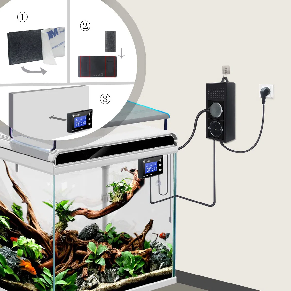 KETOTEK PID Tag Nacht Thermostat Dimmer Temperaturregler Steckdose Stecker mit Timer Digital Dimmthermostat für Wärmelampe Gewächshaus Aquarium Pflanzen Reptilien