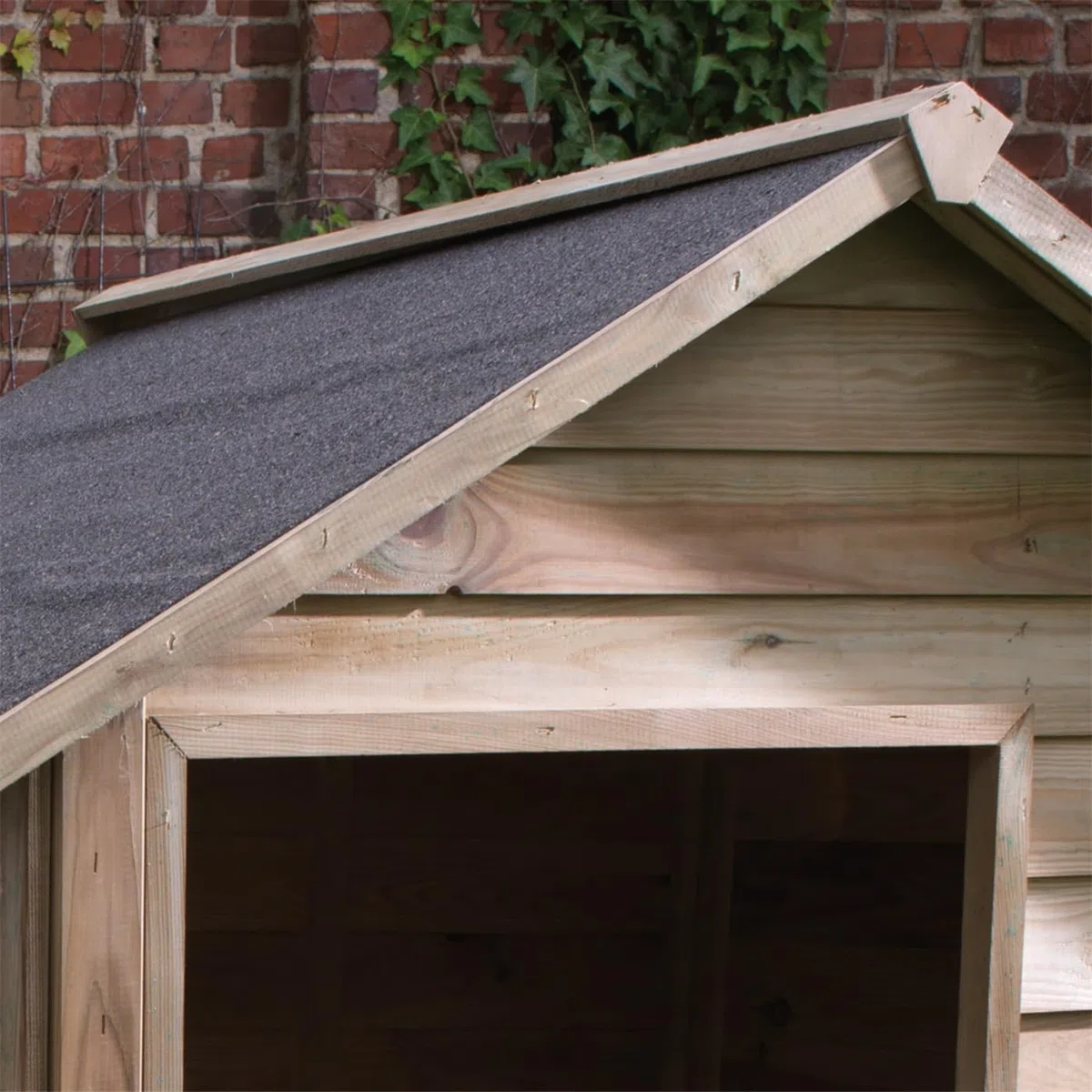 VOSS.PET Hundehütte aus Kiefernholz mit Bitumenfilz, Willow 120x114x100cm, Hundehaus, Outdoor-Hütte, Kleintierhaus für drinnen und draußen, Holzhütte für mittelgroße bis große Hunde
