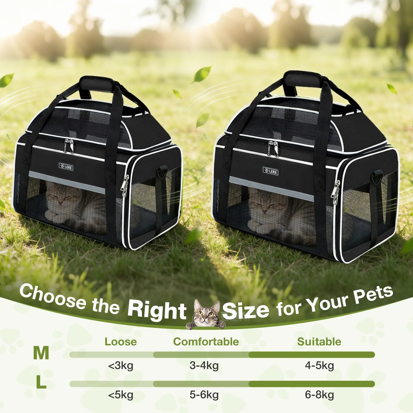 Katzentransportboxtasche Hunde Transporttasche für Hunde und Katze, Nach Oben Ausbaubar Katzentasche bis 7kg, Transportbox Katze Hund für Der Gang zum Tierarzt Auto, L, Schwarz