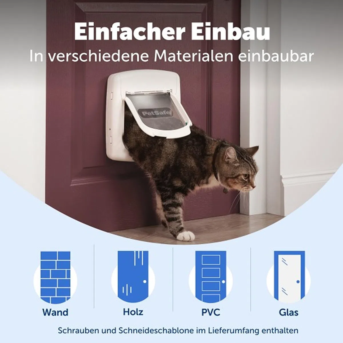 PetSafe Staywell Magnetische Katzenklappe Deluxe, Magnet-Schlüssel gibt nur Ihrer Katze Zugang - hält fremde Tiere draußen, mit 4 Verschlussoptionen, für Katzen bis zu 7 kg, Weiß