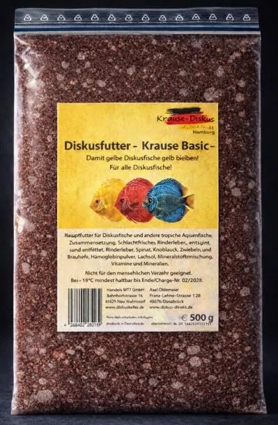 Frostfutter Sparpaket - 10 x Krause Diskusfutter Basic 500g Flachtafel | Frost Futter damit gelbe Diskusfische gelb bleiben | Proteinreiches Rinderherz | erhält die gelbe Färbung von Diskus Fischen