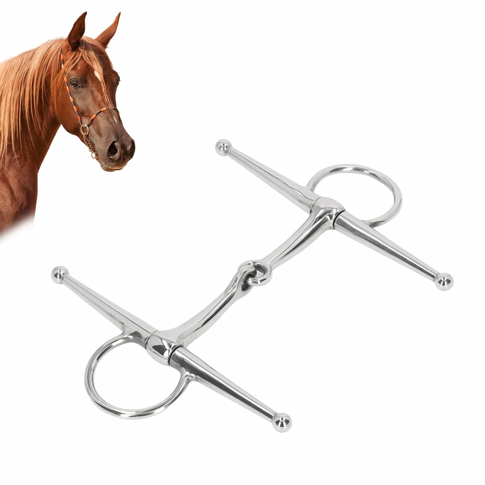 D-Ring-Trense, D-Trense Doppelt Gebrochen, 125 mm Pferdetrense Pferdemaulgebisse Vollbackentrense Edelstahlring Farm Jointed Bit Pferdegebiss Tack Snaffle Bit Pferdeknebel Dicke Bit