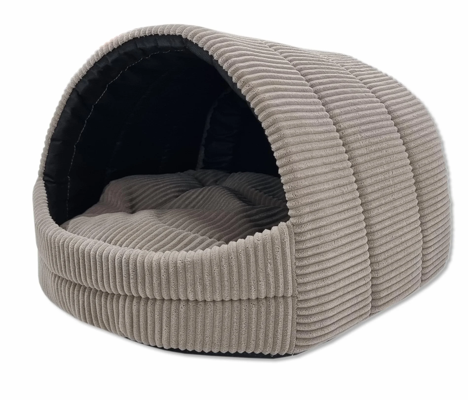 ODOLPLUSZ Hundehütte Hundehöhle Exklusives Haus Hund oder Katze | 2 Größen Komfortabel und Waschbar (Beige aus Cord, M)