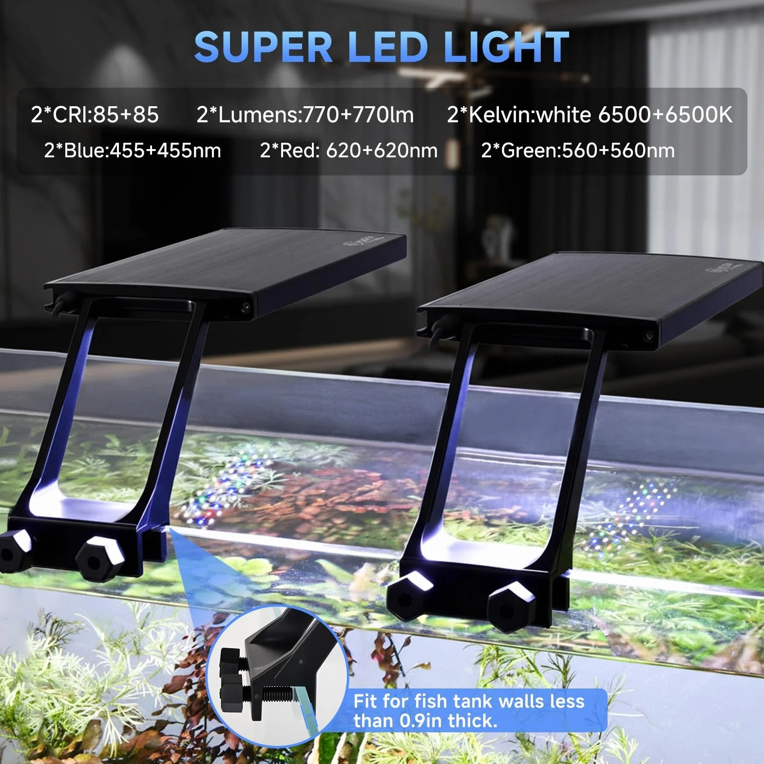 hygger Zweikanal-Tauch Clip On Aquarium Beleuchtung, 24W Full Spectrum LED Aquarium Lamp, 24/7 Lighting and DIY Mode Fish Tank LED Light mit 7 Farben und Einstellbarer Helligkeit (2)