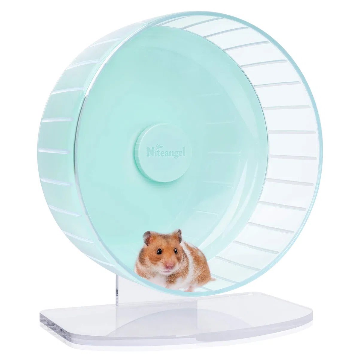 Niteangel Super-leise Hamsterräder - Leise Spinner-Hamsterräder mit verstellbarem Ständer für Zwerghamster, Gerbils, Mäuse oder andere kleine Tiere (L, Mintgrün)