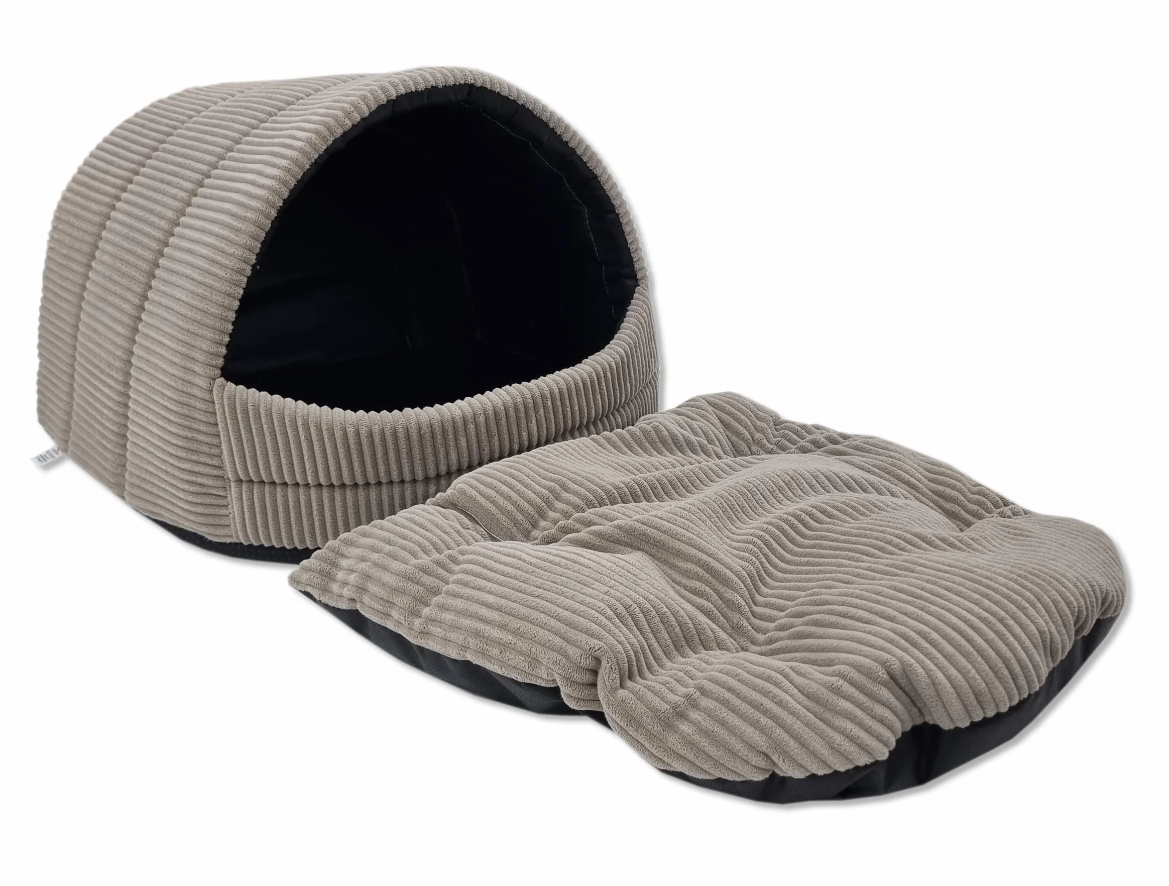 ODOLPLUSZ Hundehütte Hundehöhle Exklusives Haus Hund oder Katze | 2 Größen Komfortabel und Waschbar (Beige aus Cord, M)