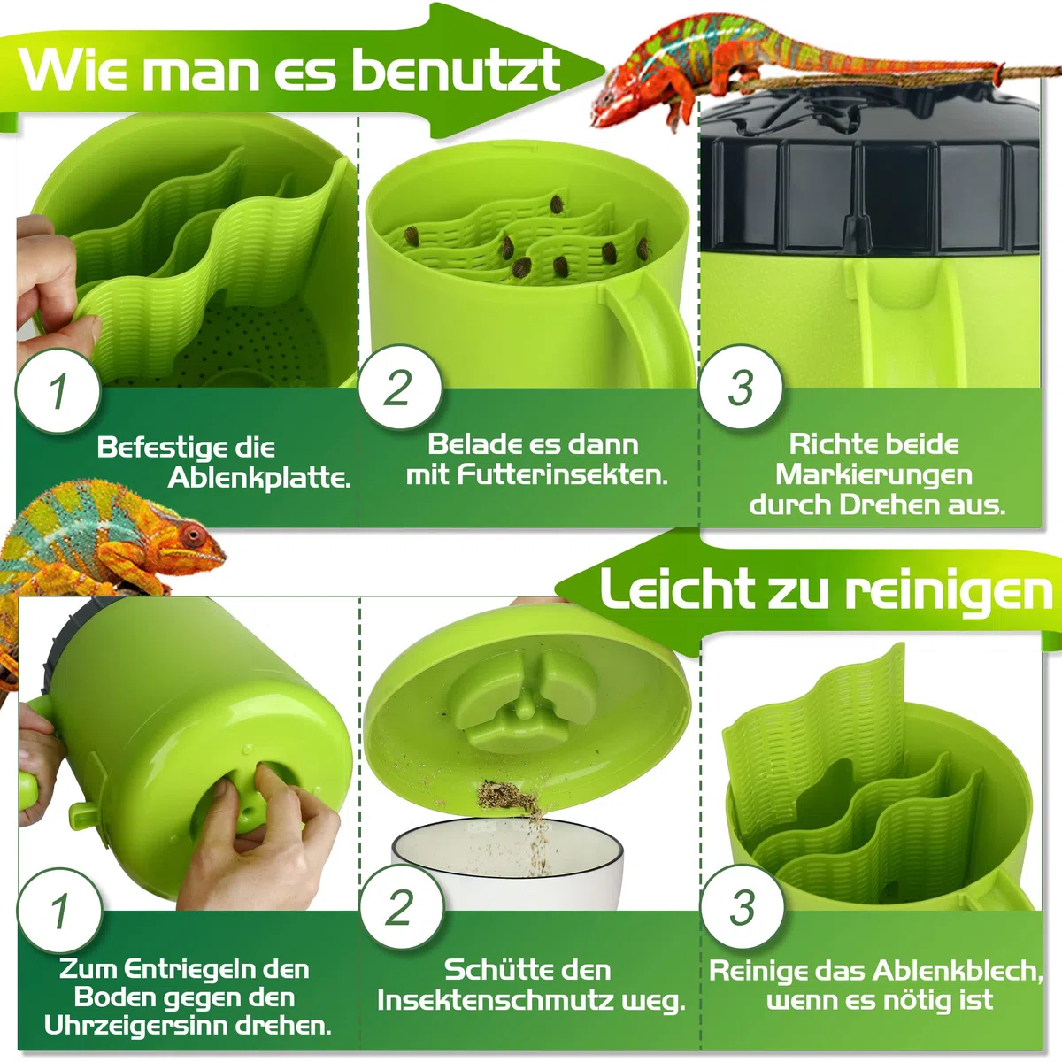 Cricket Keeper, Professioneller Dubias Keeper Futterinsekten-Organizer und Spender mit Bug Dirt Management, Solid Feed Support, Dubia Colony für Menschen mit Insektenphobie