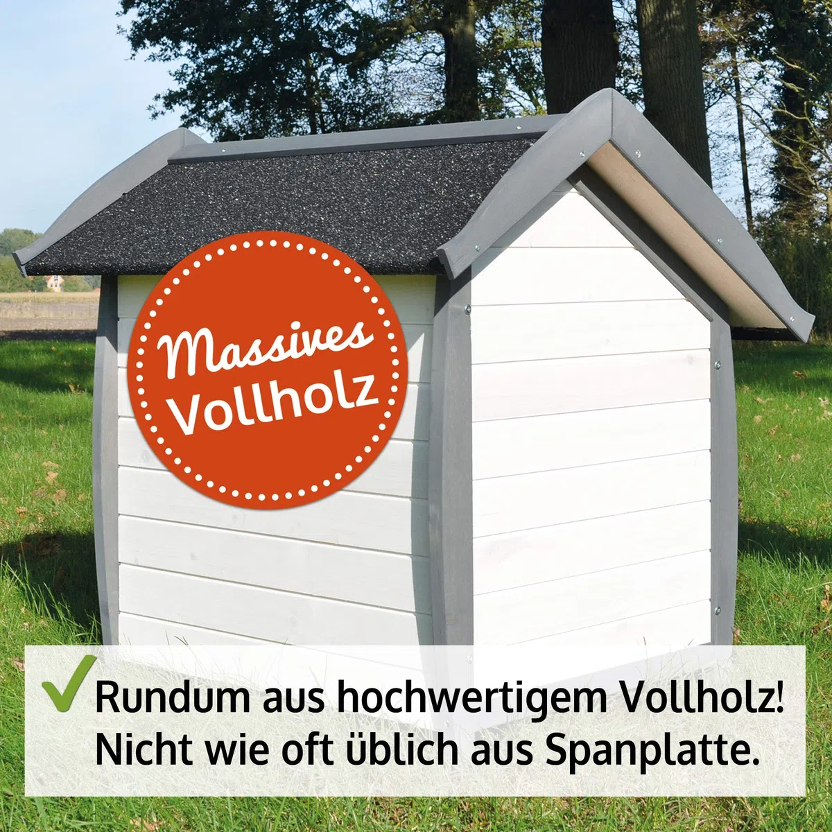 zooprinz wetterfeste Hundehütte Bella - aus massivem Holz - perfekt für draußen - mit umweltfreundlicher Farbe gestrichen in modernen Farben - 3 Größen zur Wahl