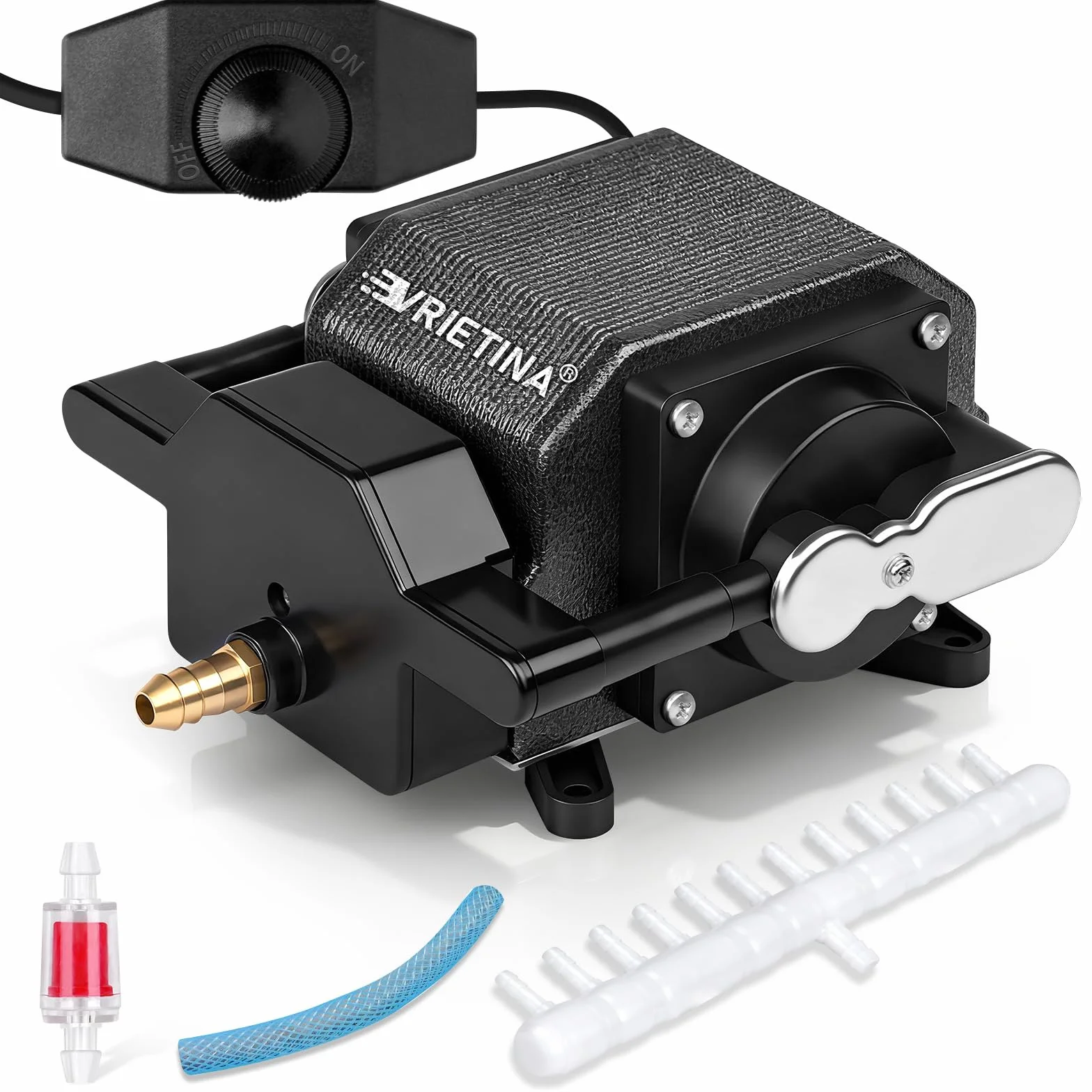 40 Watt Aquarium Luftpumpe mit Dual-Kanal-Kupfermotor, Aluminiumgehäuse, Leistungsstark Teichbelüfter, Max Teichinhalt 72 m³, Durchflussrate 80L/Min, Ideal für Großen Aquarien und Teichen