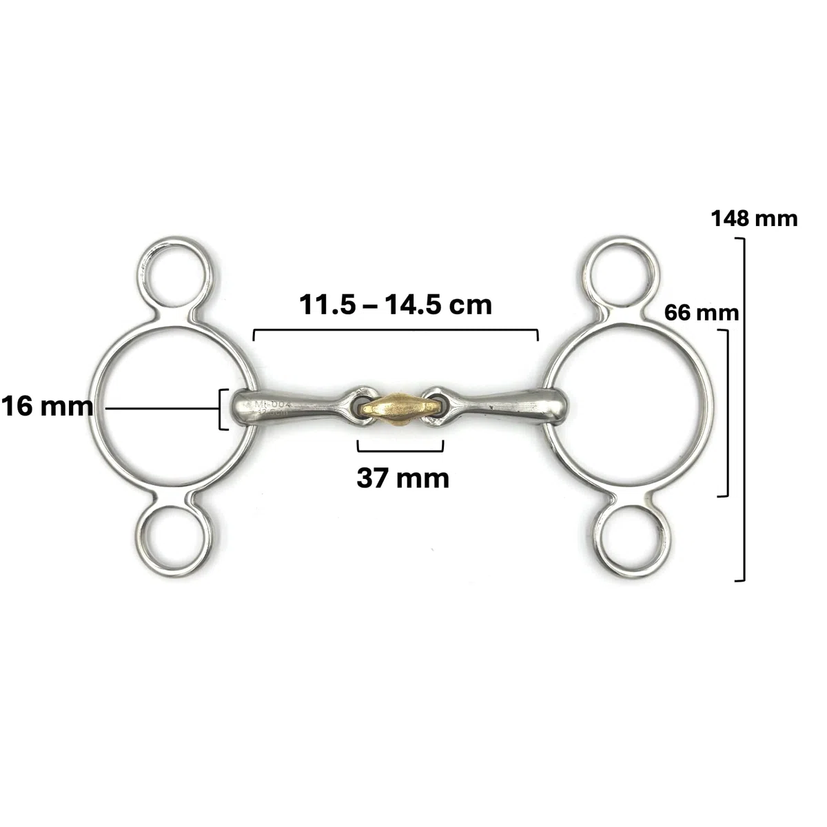 ES0259 JW Gebiss 3-Ringtrense 3-Ring Doppelt Gebrochen mit Kupfer anatomisch geformtes maulfreundliches aus Edelstahl Gebissstärke 16 mm (14.5 cm)
