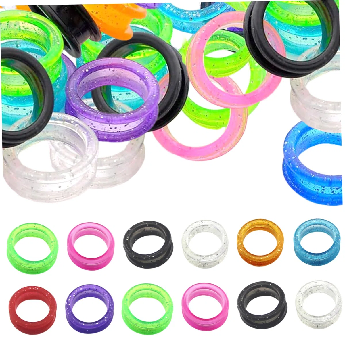 12 Stück Scheren, Fingerringe, Daumeneinsätze, Griffe, Schutz, Scherenring, Schere, Fingerzubehör, Silikon, bunte Hundepflegeschere zum Schneiden von Hundehaaren