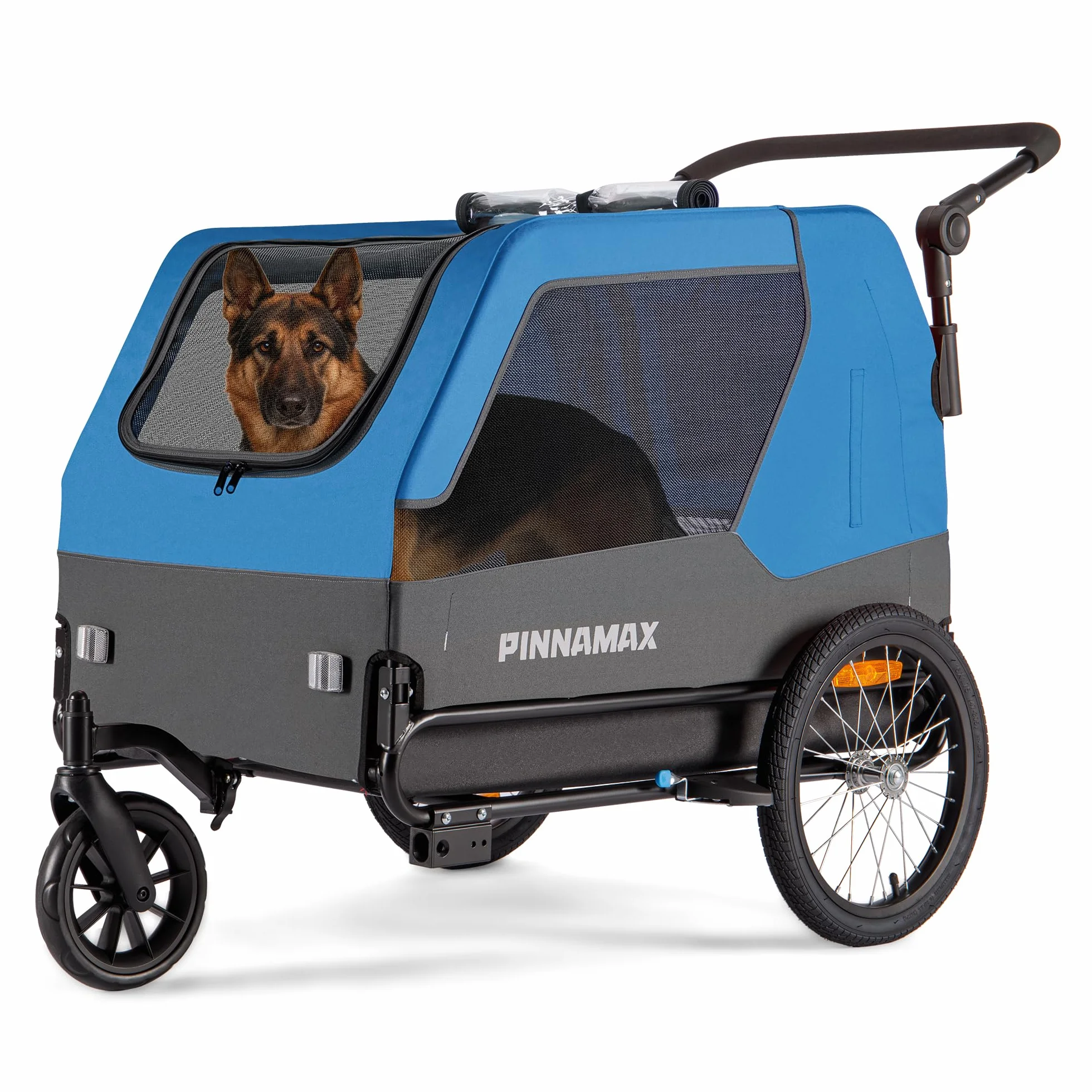Hundeanhänger für Fahrräder – 2-in-1 Haustierbuggy, belastbar bis zu 45 kg – Fahrradanhänger für Hunde mit universeller Fahrradkupplung, rutschfestem Boden und integrierter Leine