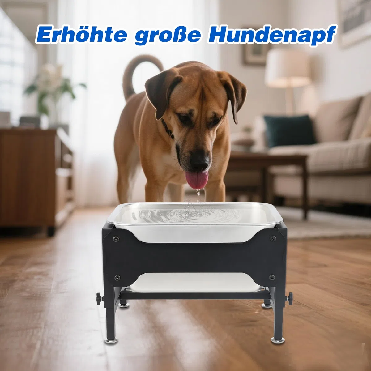 11.4 l erhöhte Hundenapf für große und sehr große Hunde Edelstahl-Hundenapf mit 4 Höhen verstellbarem Metall-Anti-Rutsch-Ständer Futternapf für Haustiere Für den Innen- und Außenbereich