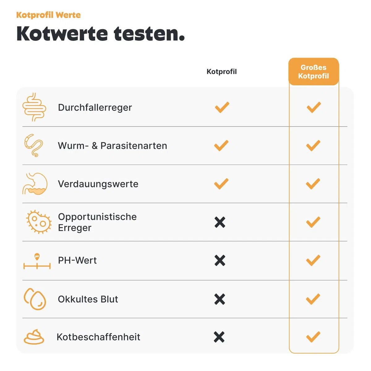 PEZZ Großes Kotprofil 7-in-1 Test für Katzen | Nur eine Probe | Alle häufigsten Parasiten und Würmer & Durchfallerreger, Verdauungsfunktion, Enterotoxin, pH-Wert etc. | gratis Labor-Versand