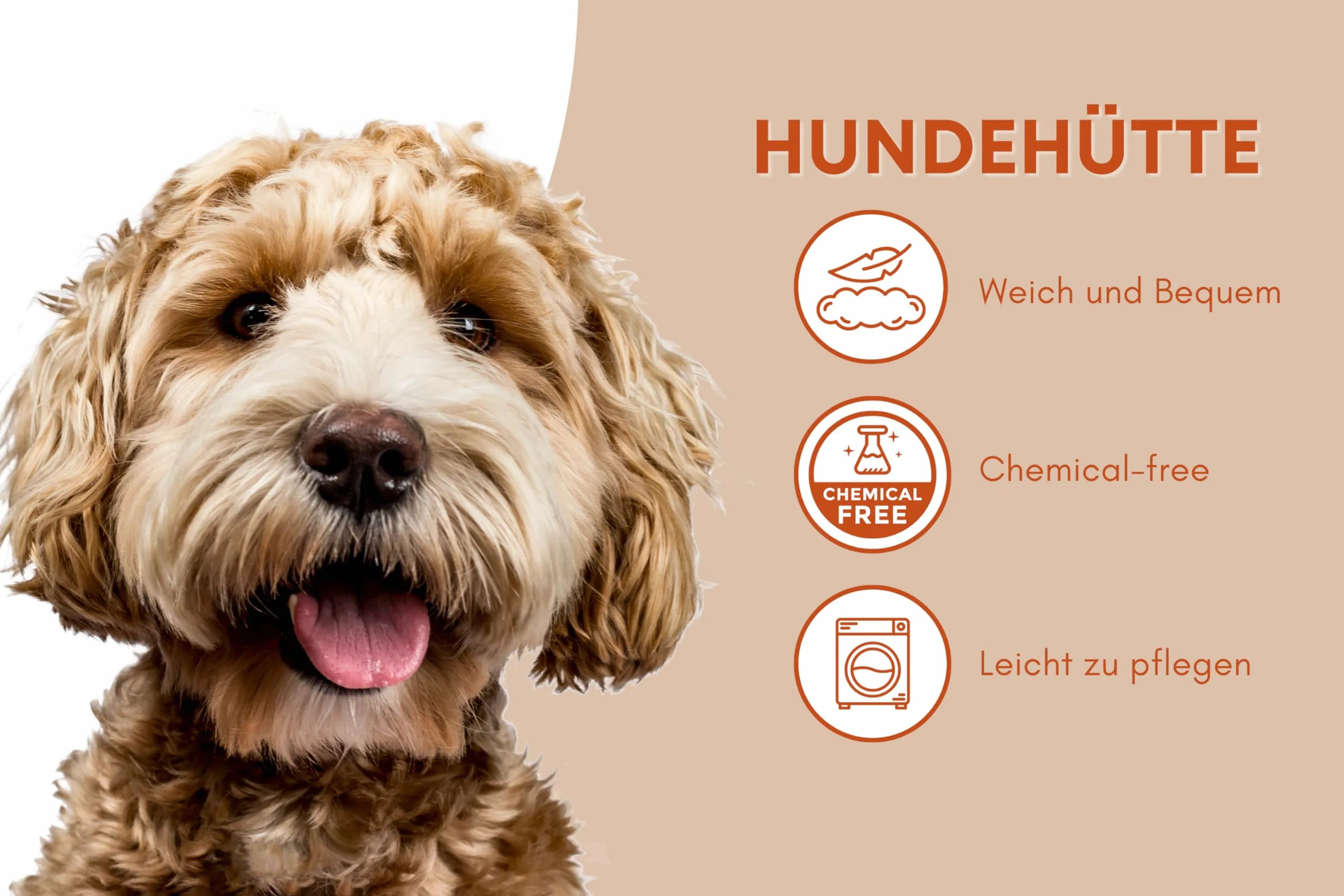 ODOLPLUSZ Hundehütte Hundehöhle Exklusives Haus Hund oder Katze | 2 Größen Komfortabel und Waschbar (Beige aus Cord, M)