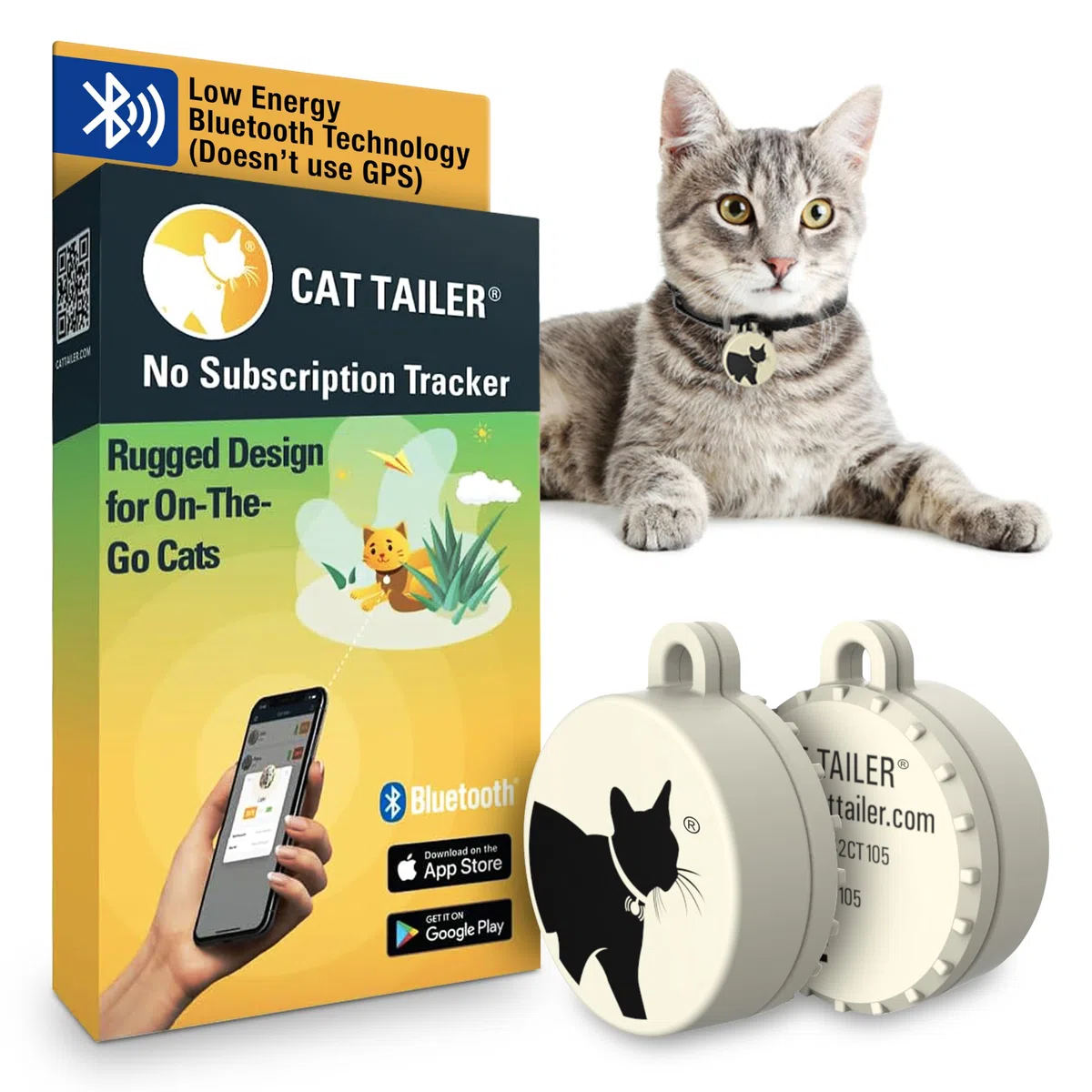 Katzen-Tracker – kleines und leichtes wasserdichtes Bluetooth-Halsband für Haustiere, 100 m Reichweite, austauschbare 6 Monate Akkulaufzeit, kompatibel mit Android/Apple iOS