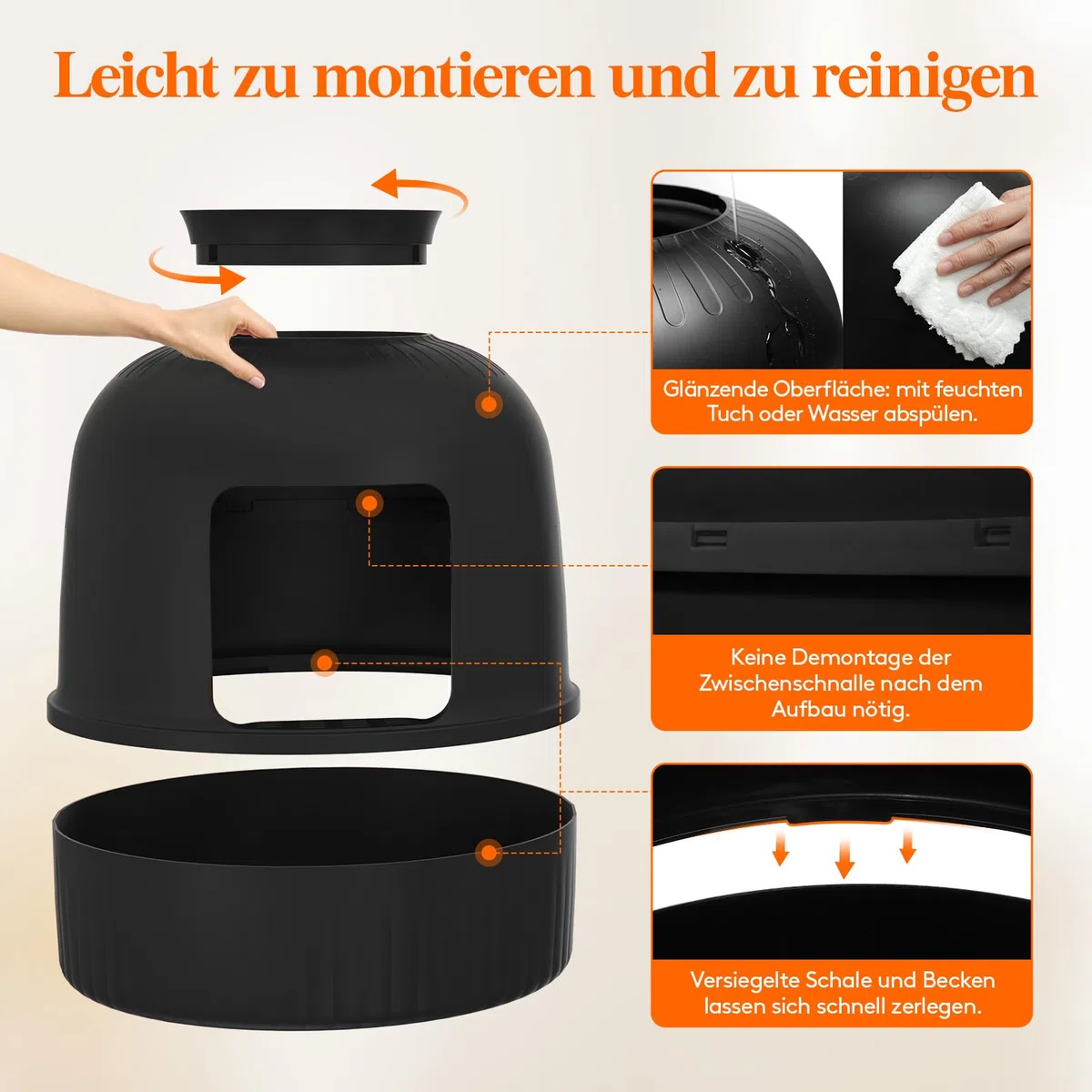 Lifewit Katzenklo Blumentopf mit Pflanze & Schaufel, Katzenklo Versteckt, Katzentoilette XXL mit Geruchskontrolle & Kohlefilter, Wohnzimmer, Schlafzimmer, Ecke, Schwarz