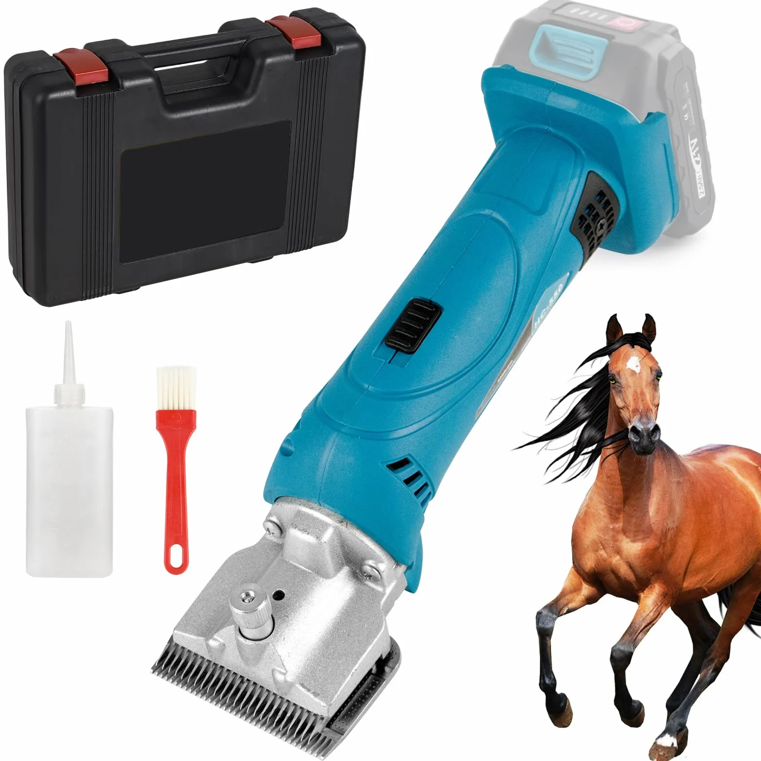 Schermaschine Pferd Schafschere kompatibel mit Makita 18V (Ohne akku), Akku Schafschermaschine, 6 Gang 35 Profi pferde schermaschine für Dickes, Zähne Haustiermaschine Kabellos Pferdeschermaschine