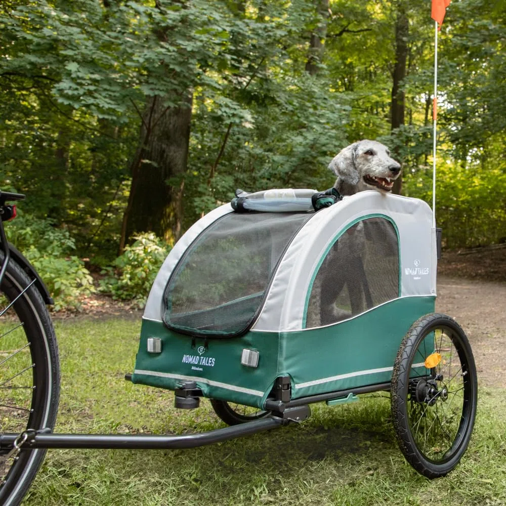 E-Bike Fahrradanhänger & Jogger für Hunde bis 45 KG | 2 in 1 | Geräumige, Wasserabweisende Kabine | Maße: L110 x B84 x H103 cm